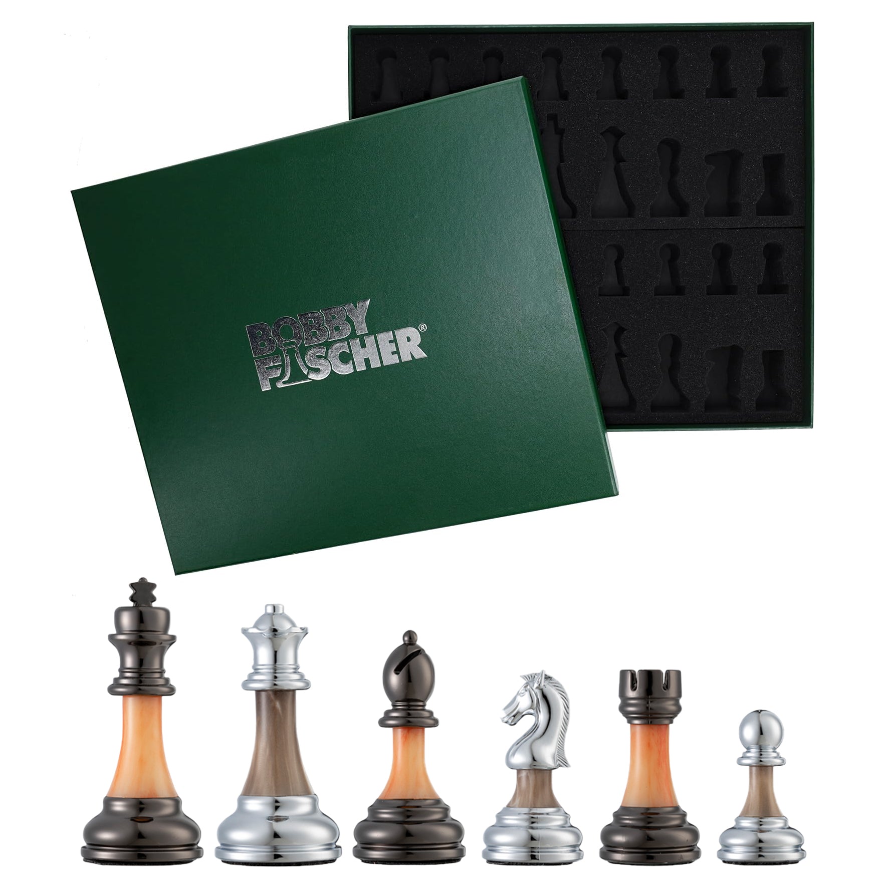 Metal & Acrylic Chess Pieces, 3.5 inch king