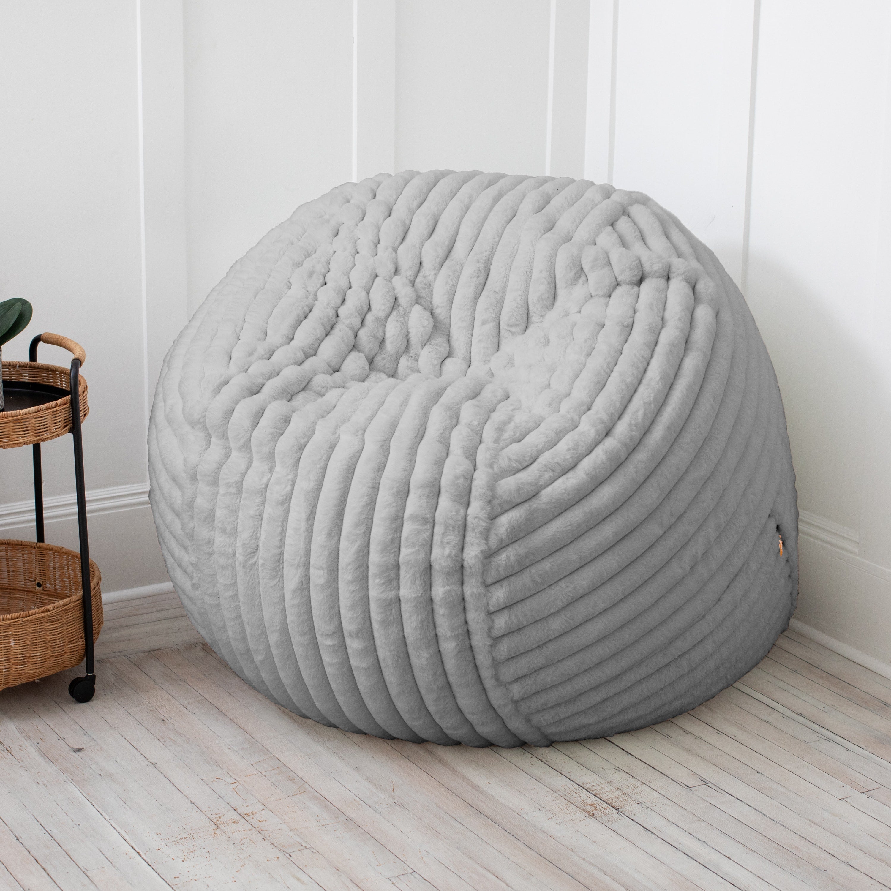 Jaxx 5 Foot Saxx Bean Bag Chair for Adults - Luxe Faux Fur, Mondo Grey
