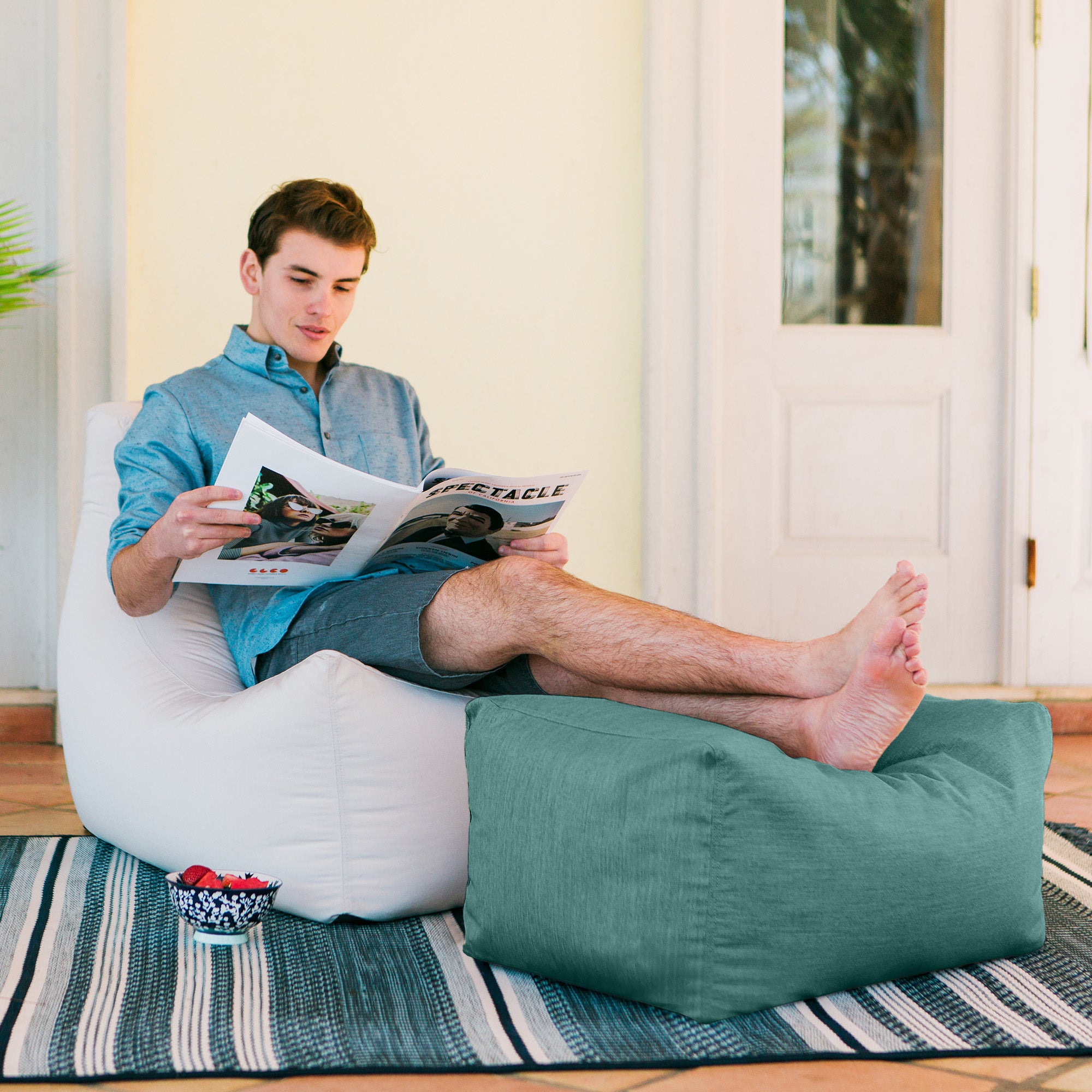 Jaxx Leon Outdoor Bean Bag Ottoman, Breeze