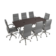 Bush Business Furniture 96-inch Office Conference Table with Chairs in Storm Gray - 42.01" Width x 95.2" Depth x 42.91" Height