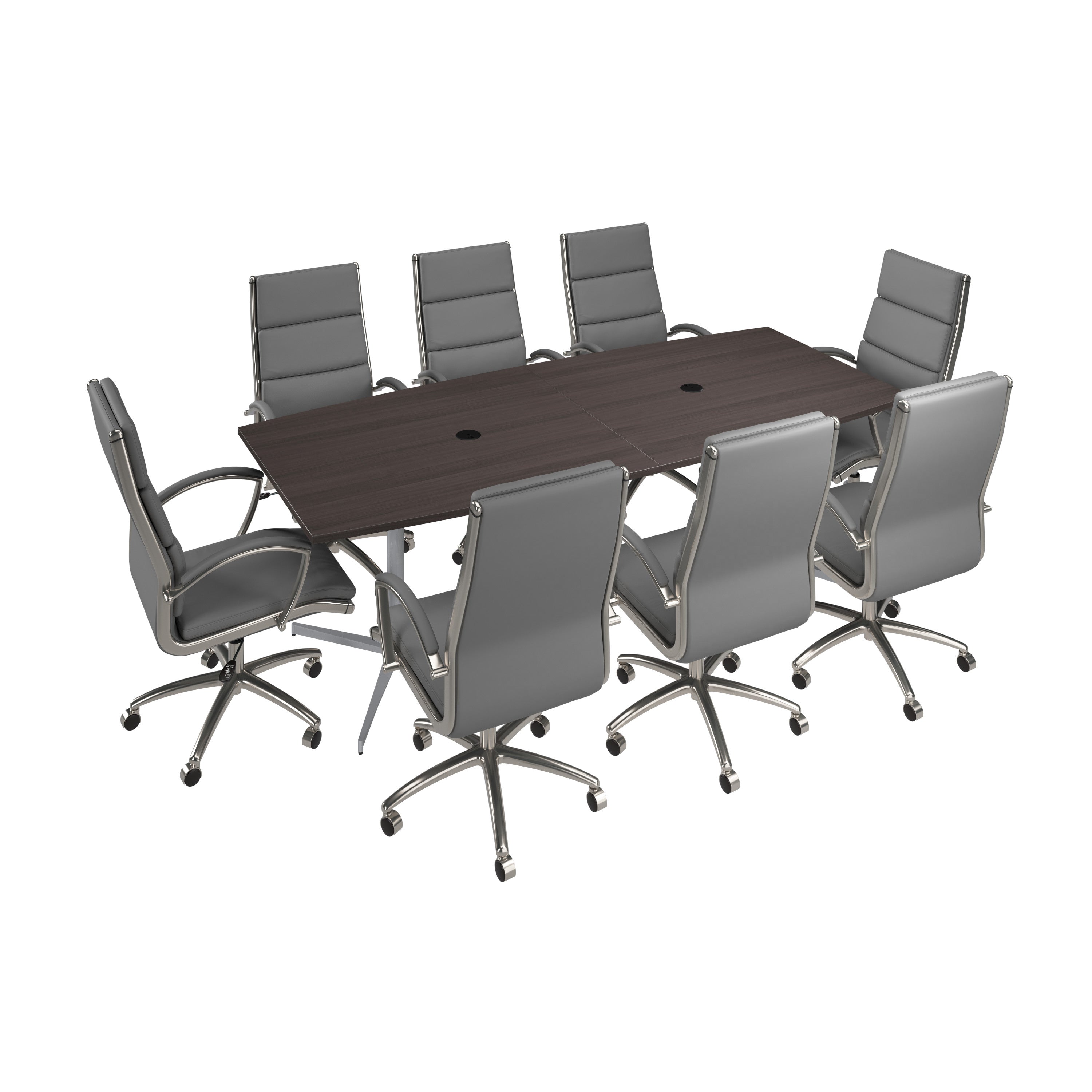 Bush Business Furniture 96-inch Office Conference Table with Chairs in Storm Gray - 42.01" Width x 95.2" Depth x 42.91" Height