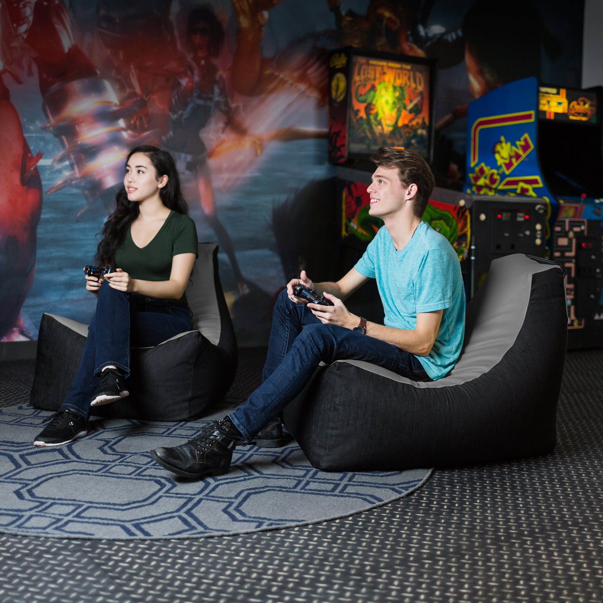 Jaxx Pixel Gamer Chair - Game Room / Home Theater Bean Bag Chair, Charcoal