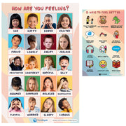 Laminated Feelings & Coping Posters for Kids, 11" x 17", English & Spanish, Set of 2