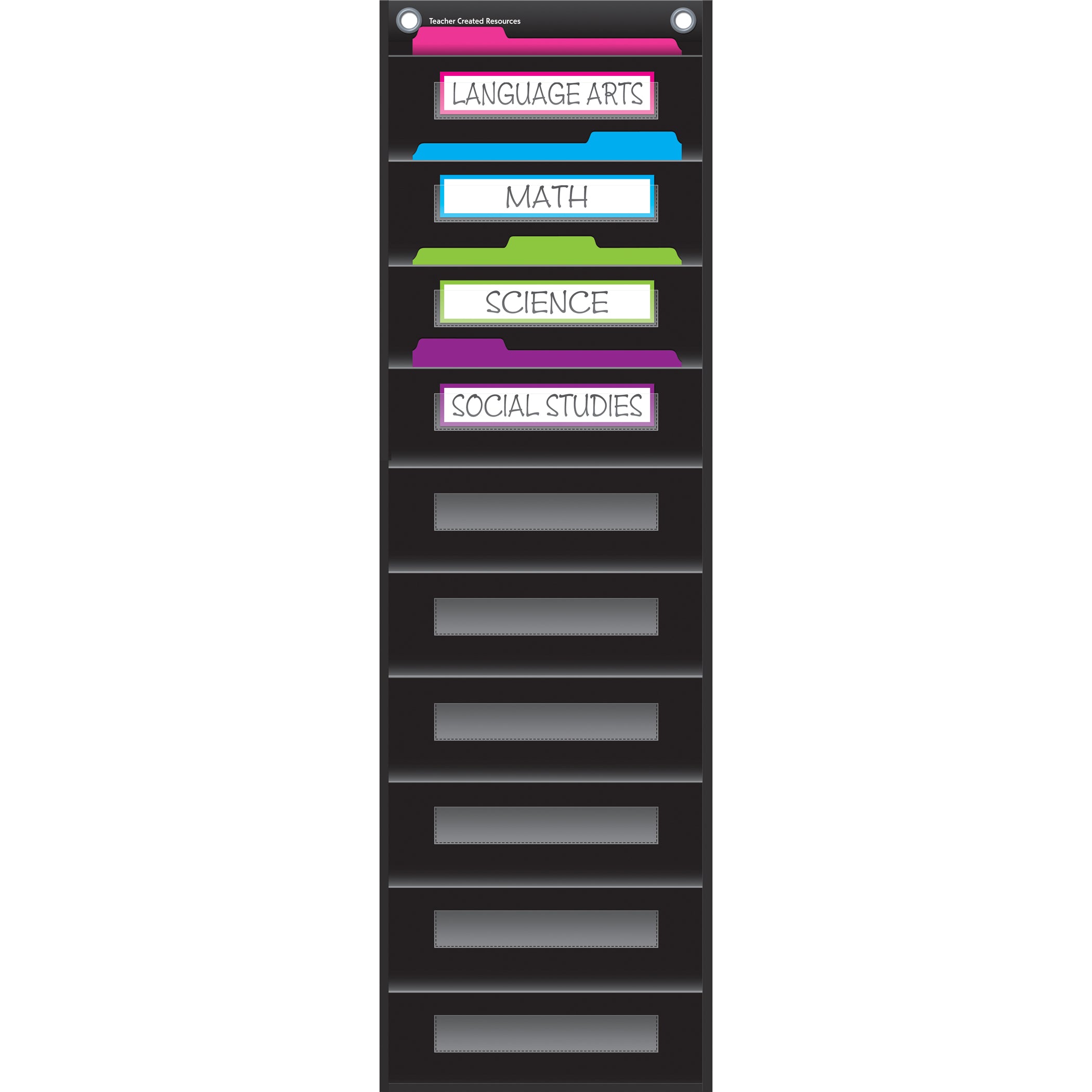 Black 10 Pocket File Storage Pocket Chart (14" x 58")