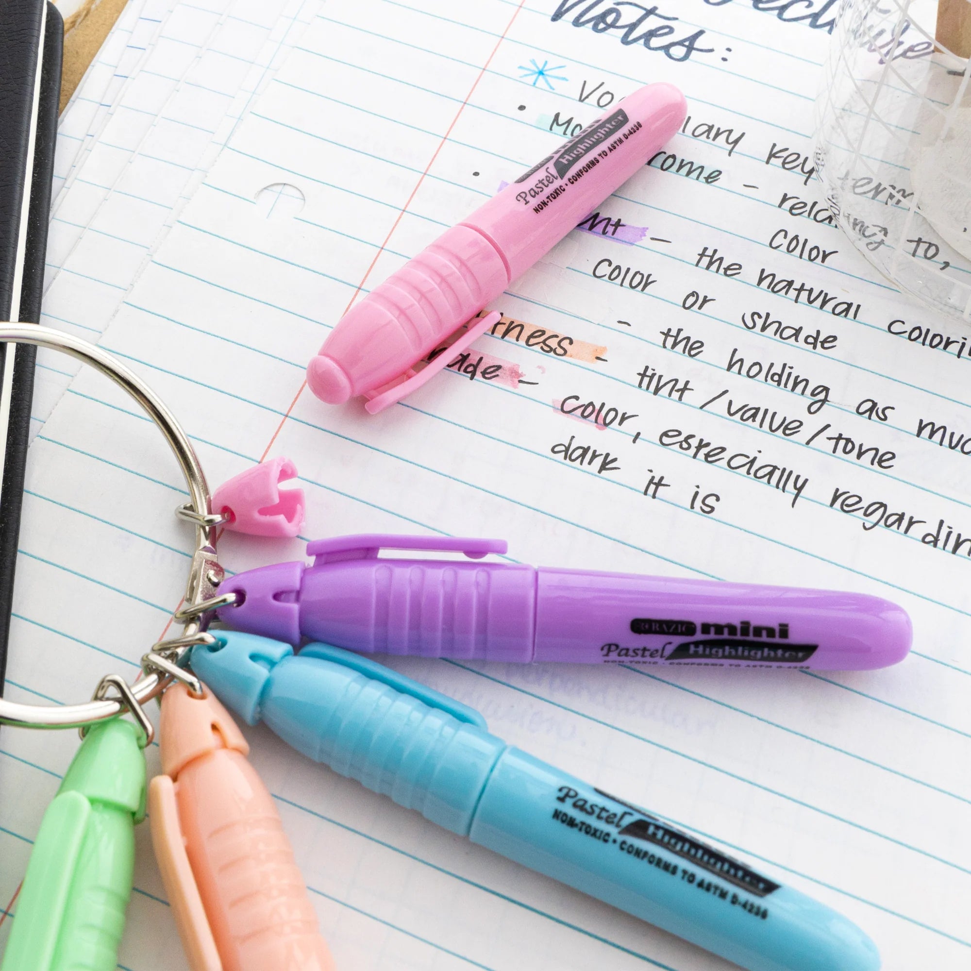 Mini Highlighter with Cap Clip, Pastel, Pack of 5