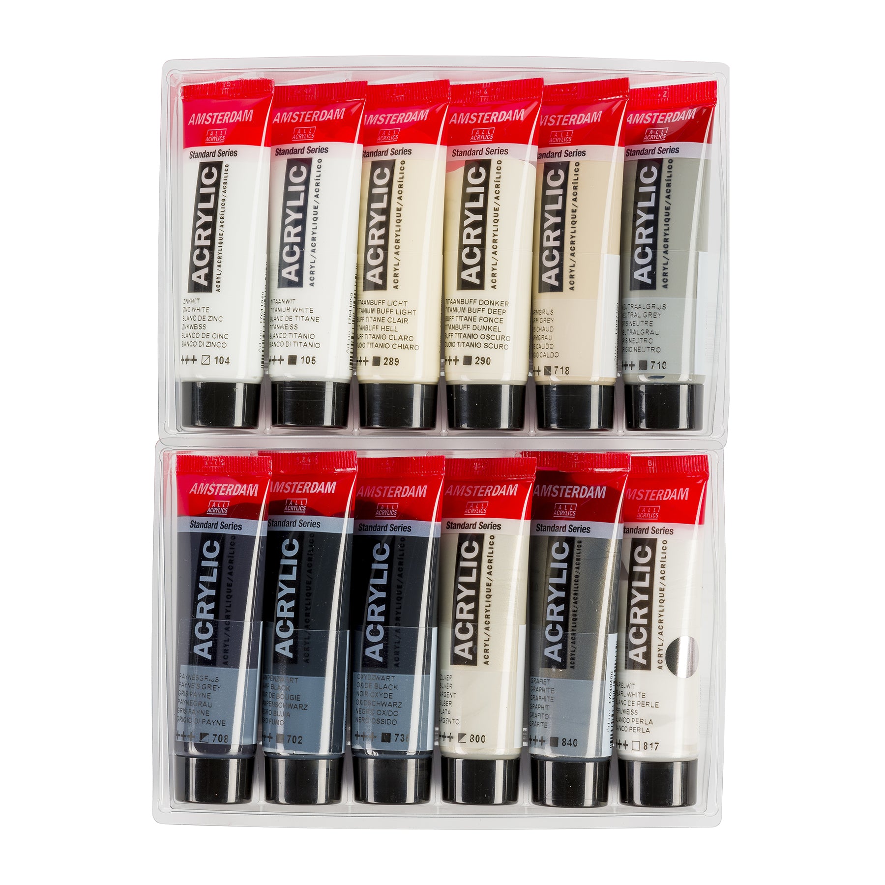 Standard Acrylic Greys Set, 12 x 20mL