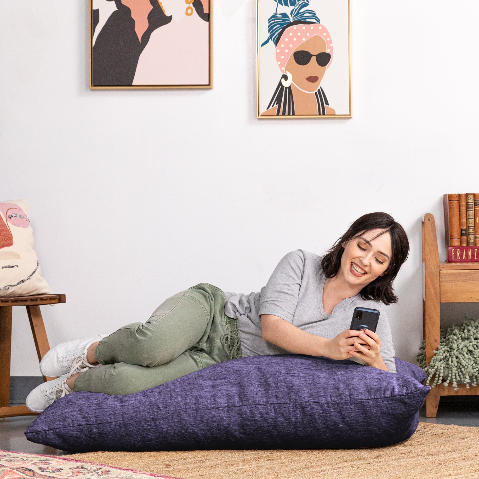 Jaxx Pillow Saxx 3.5 Foot Giant Décor Floor Pillow, Premium Chenille Cover, Plum