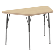 24" x 48" Trapezoid T-Molding Activity Table with Adjustable Standard Swivel Glide Legs - Maple/Maple/Black