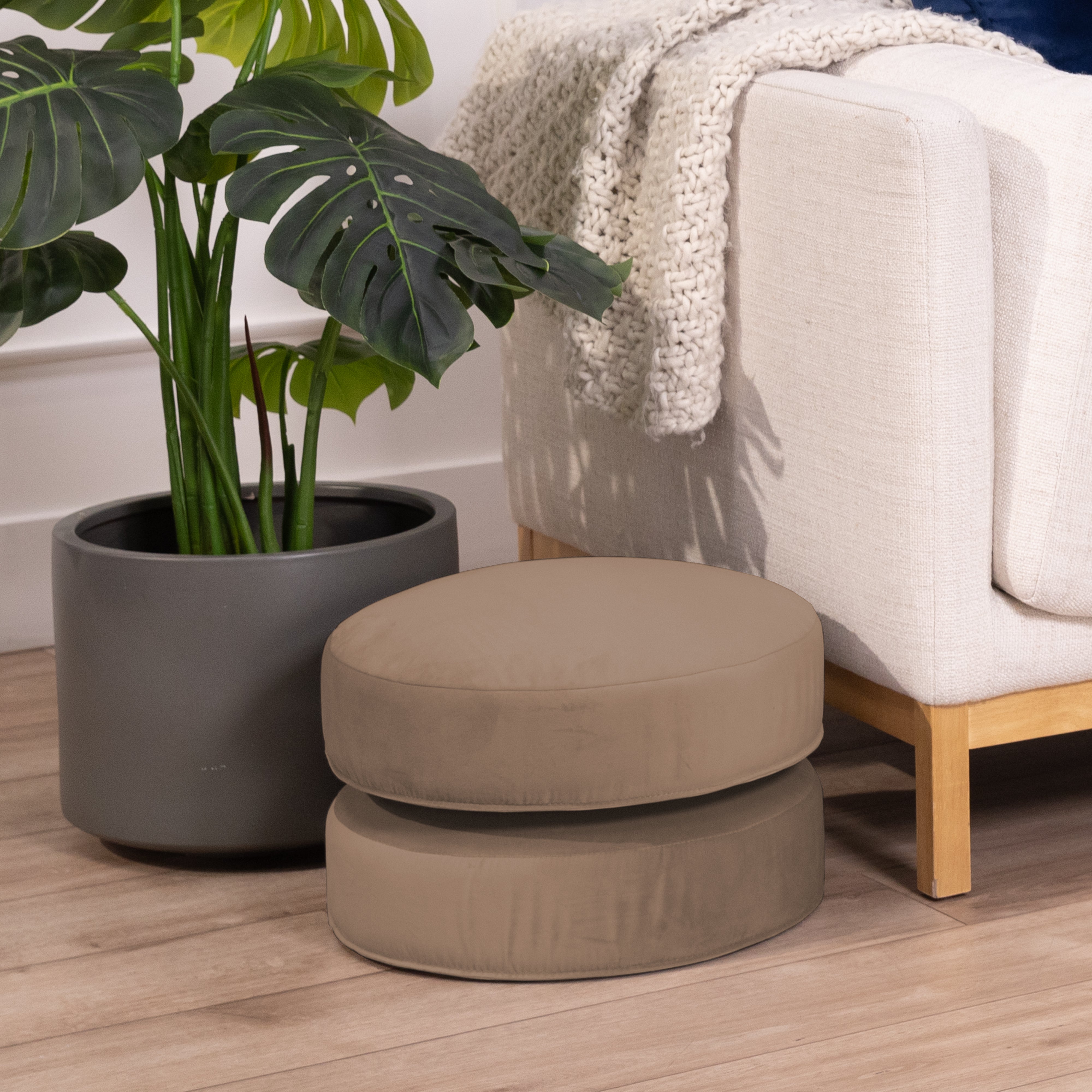 Overstuffed Microfiber Floor Cushions, 2-Piece - Caffe