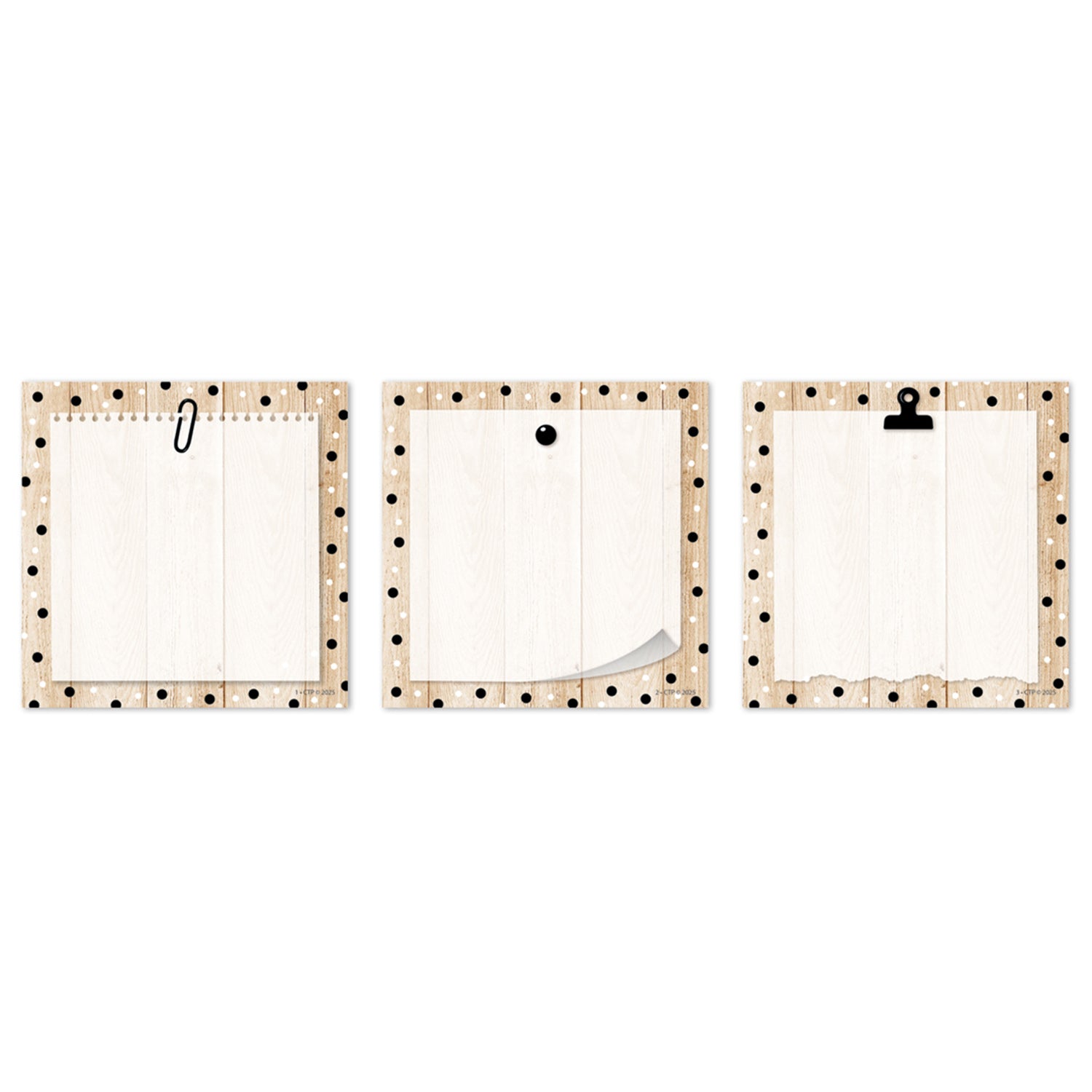 Core Decor Polka Dots on Wood 3" Designer Cut-Outs, Pack of 36