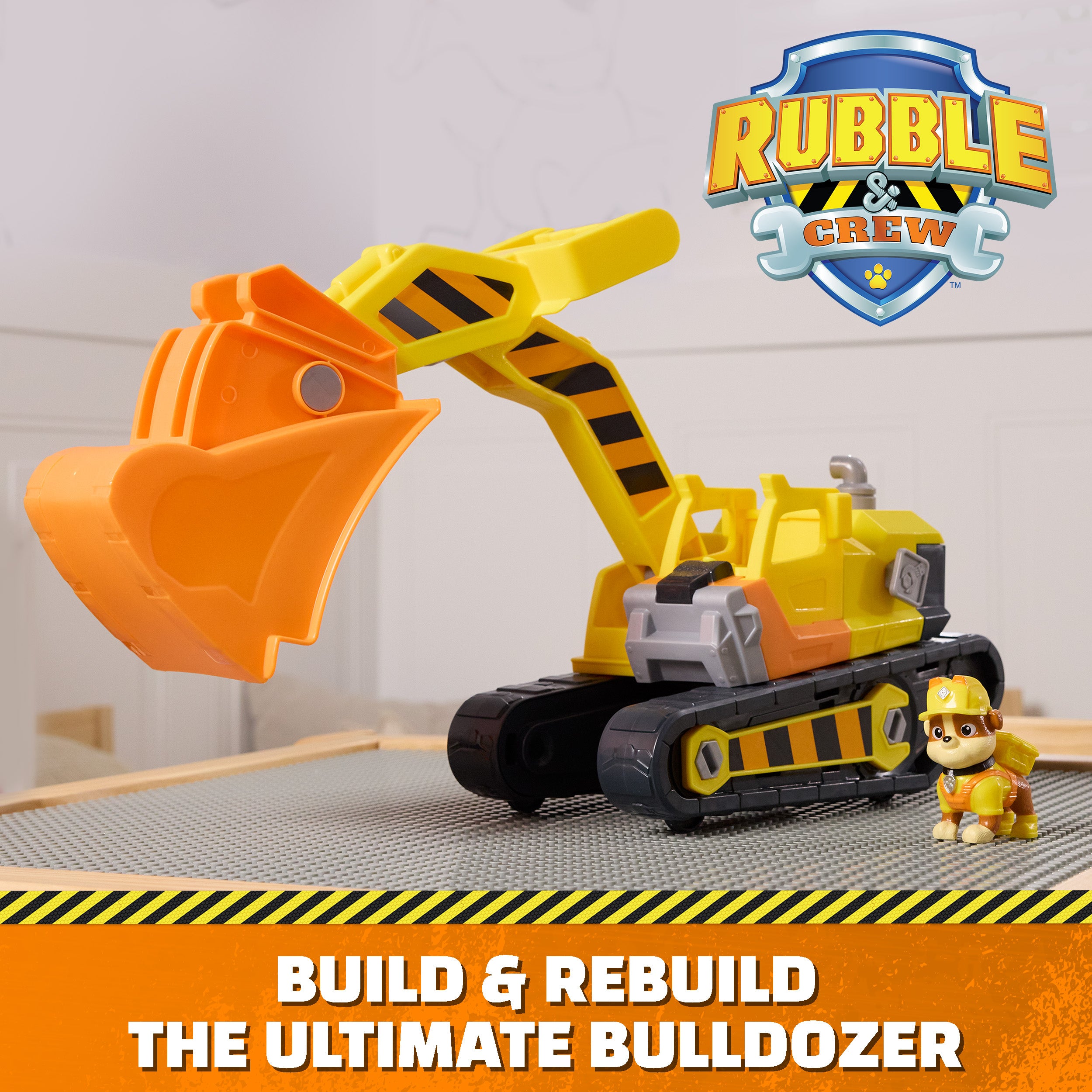 Rubble & Crew Rubble's Ultimate Tool Bulldozer Vehicle, Toy Truck with Action Figure, PAW Patrol Kids Toys for Boys & Girls Ages 3 and Up