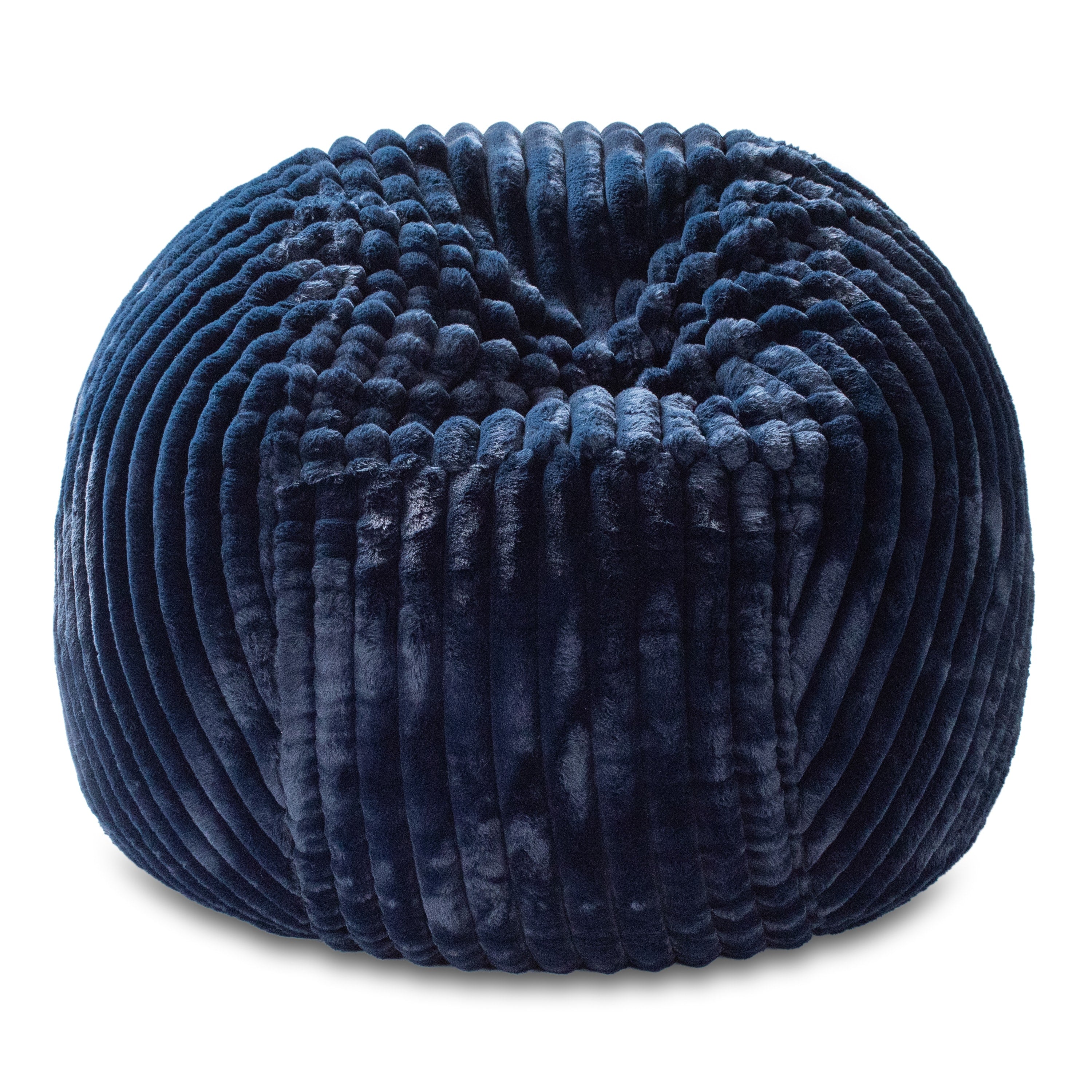 Jaxx 5 Foot Saxx Bean Bag Chair for Adults - Luxe Faux Fur, Mondo Midnight Blue
