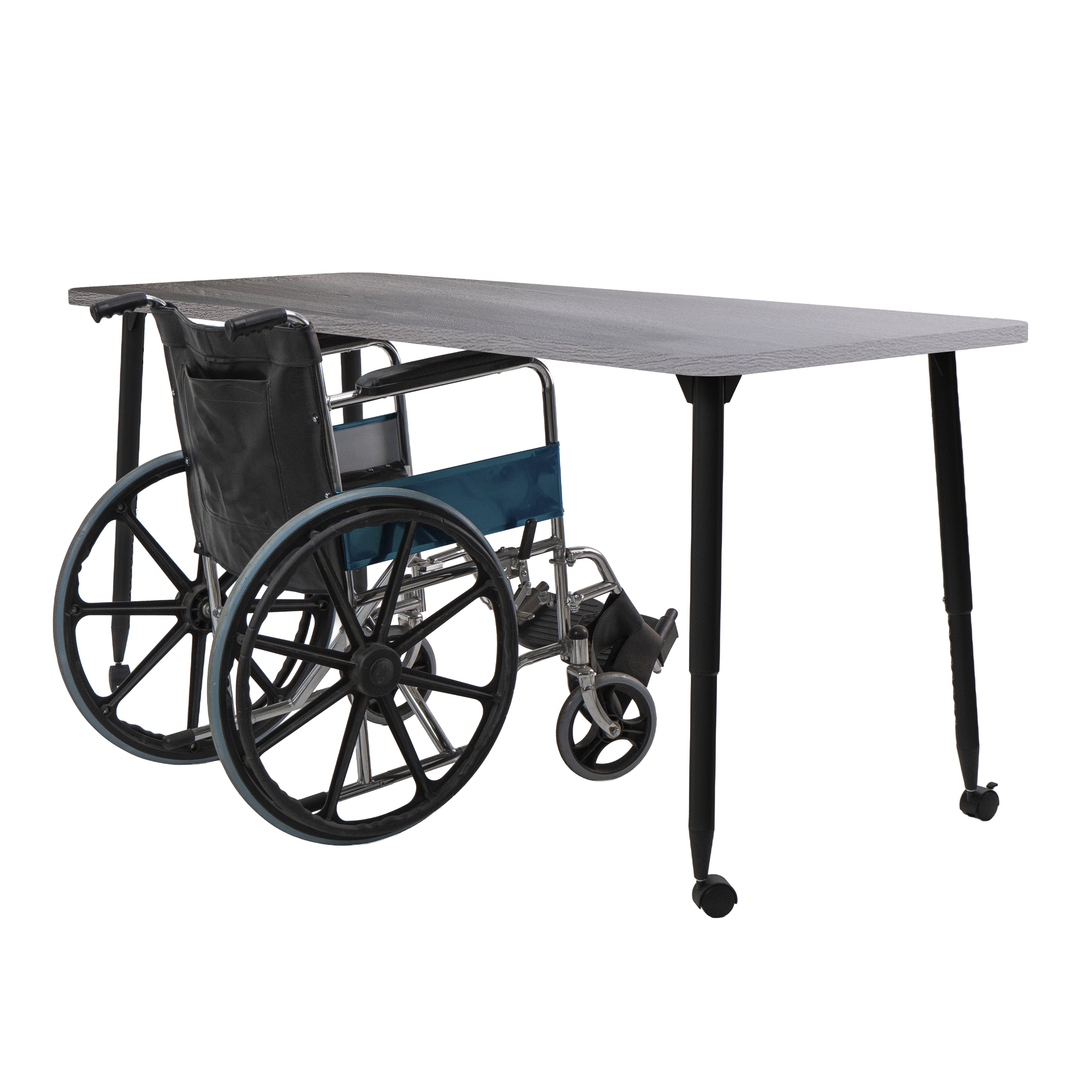 Adapte 30" x 72" Rectangle Woodgrain Activity Table with Adjustable Tapered Legs - Gray Wood/Black