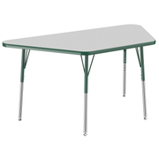 30" x 60" Trapezoid T-Molding Activity Table with Adjustable Standard Swivel Glide Legs - Gray/Green