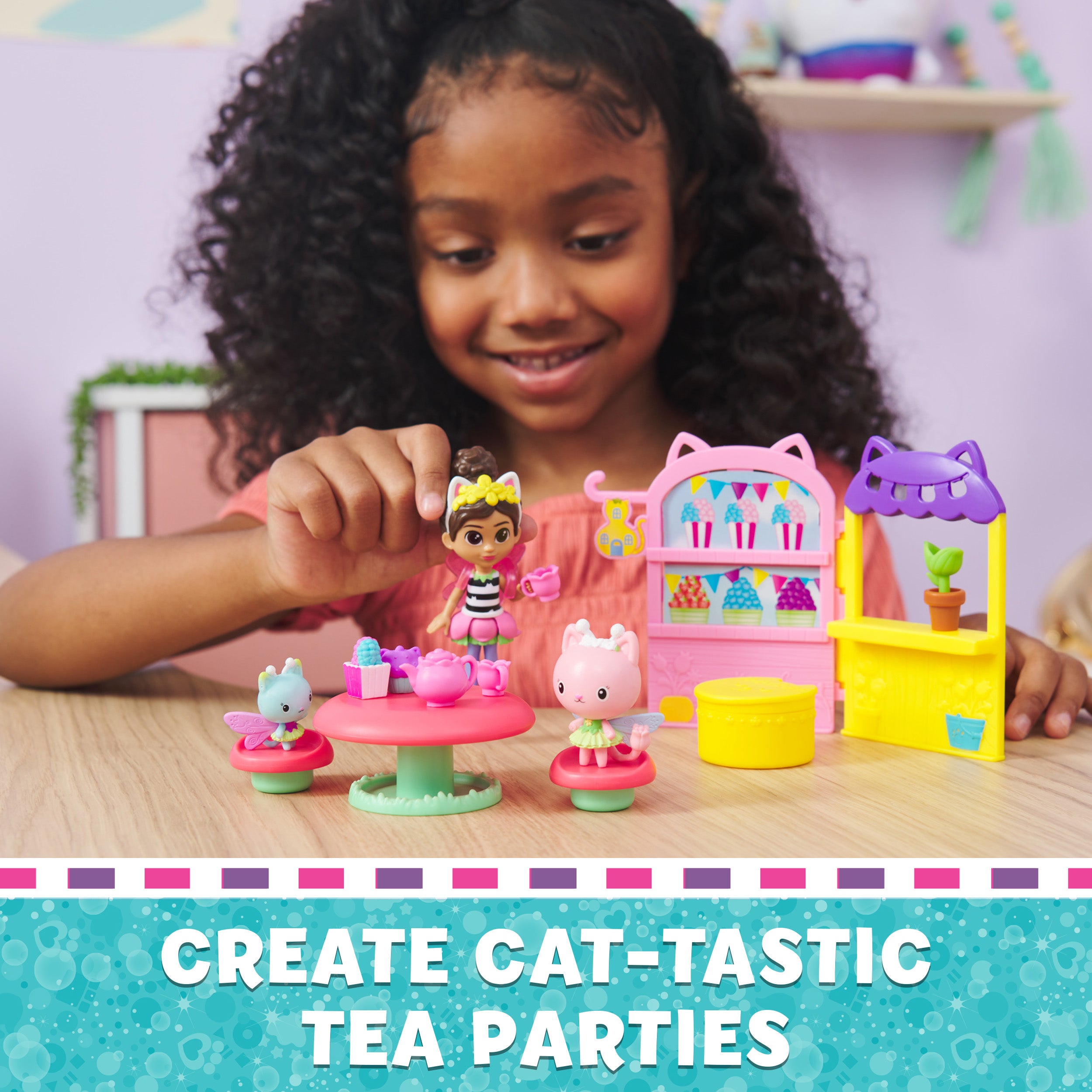 Gabby’s Dollhouse, Kitty Fairy Garden Party, 18-Piece Playset with 3 Toy Figures, Surprise Toys & Dollhouse Accessories, Kids Toys for Girls & Boys 3+