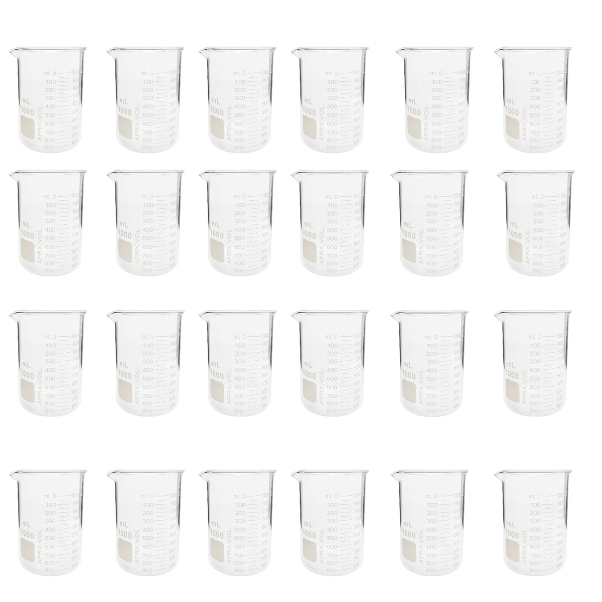 Beaker, Griffin, Borosilicate Glass, 1000ml, Dual Graduated, Case of 24