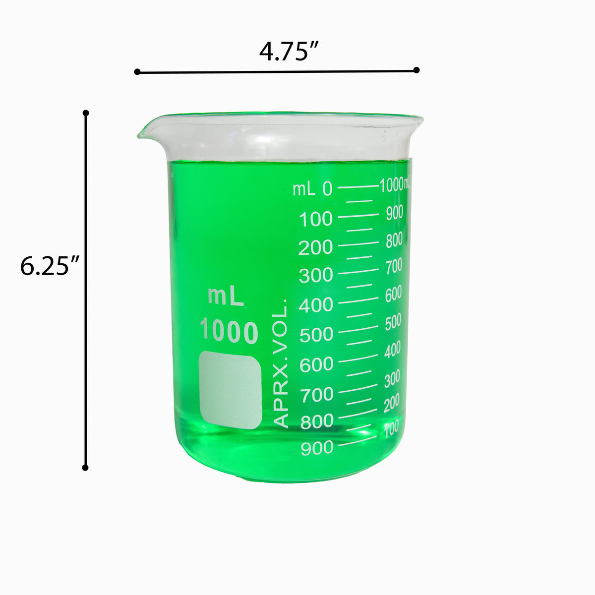 Beaker, Griffin, Borosilicate Glass, 1000ml, Dual Graduated, Case of 24