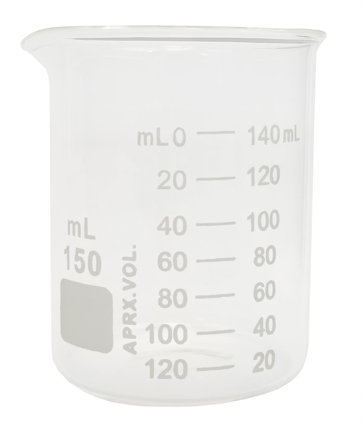 Beaker, Griffin, Borosilicate Glass, 150ml, Dual Graduated, Case of 192