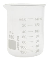Beaker, Griffin, Borosilicate Glass, 150ml, Dual Graduated, Case of 192
