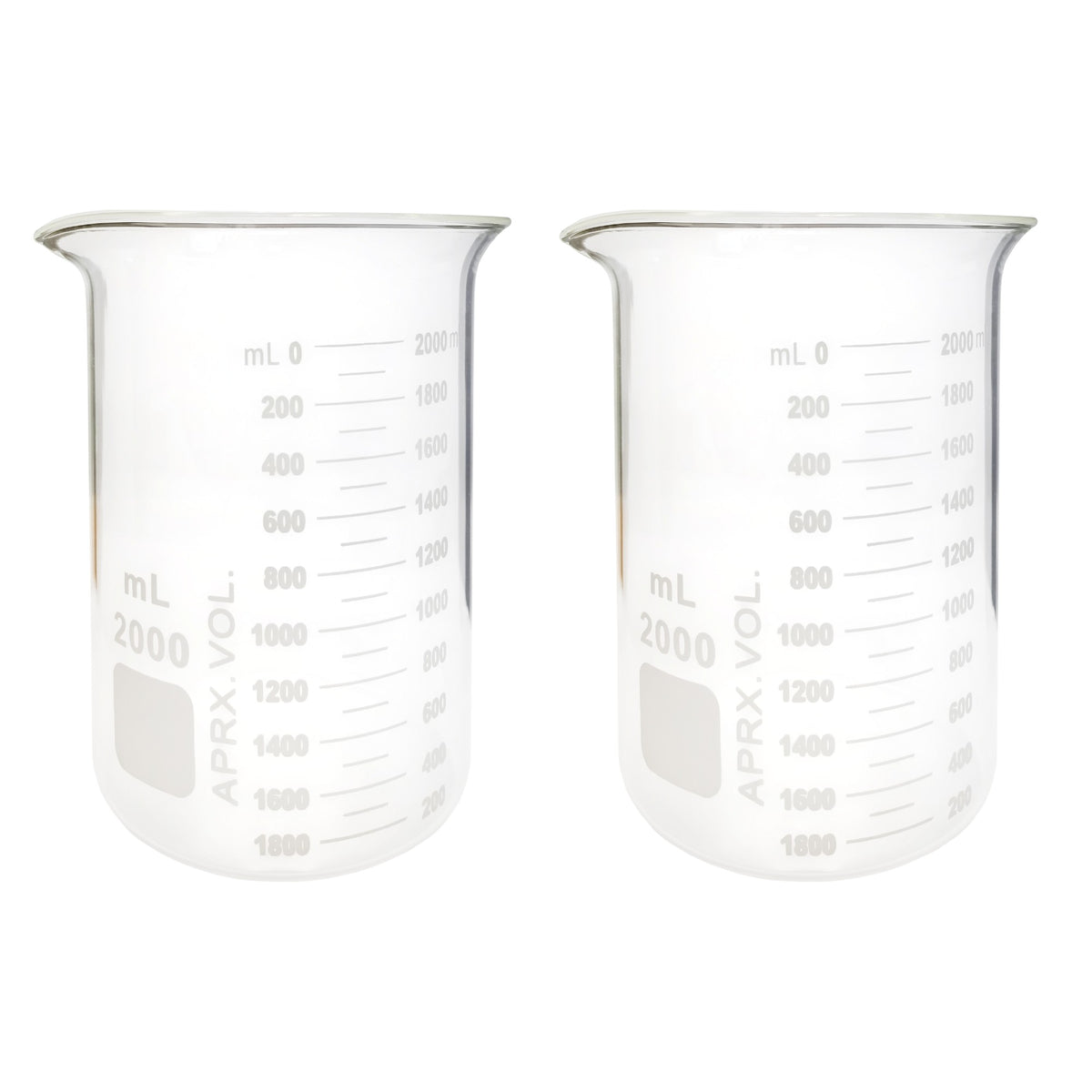 Beaker Starter Kit - Includes 2 Packs of 2000ml Griffin Style Beakers, Beaker Brush (330mm), Beaker Tongs with Plastisol-Coated Jaws, & Safety Glasses