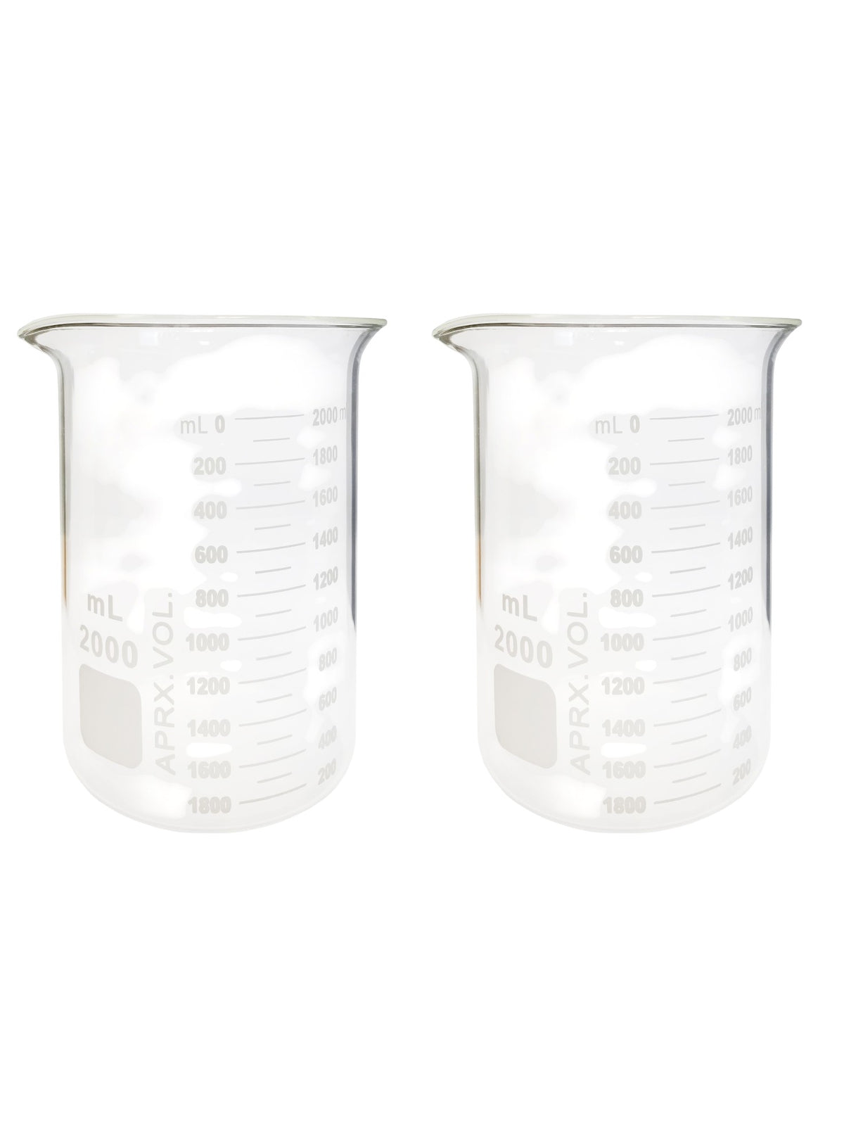 Beaker, Griffin, Borosilicate Glass, 2000ml, Dual Graduated, Pack of 2