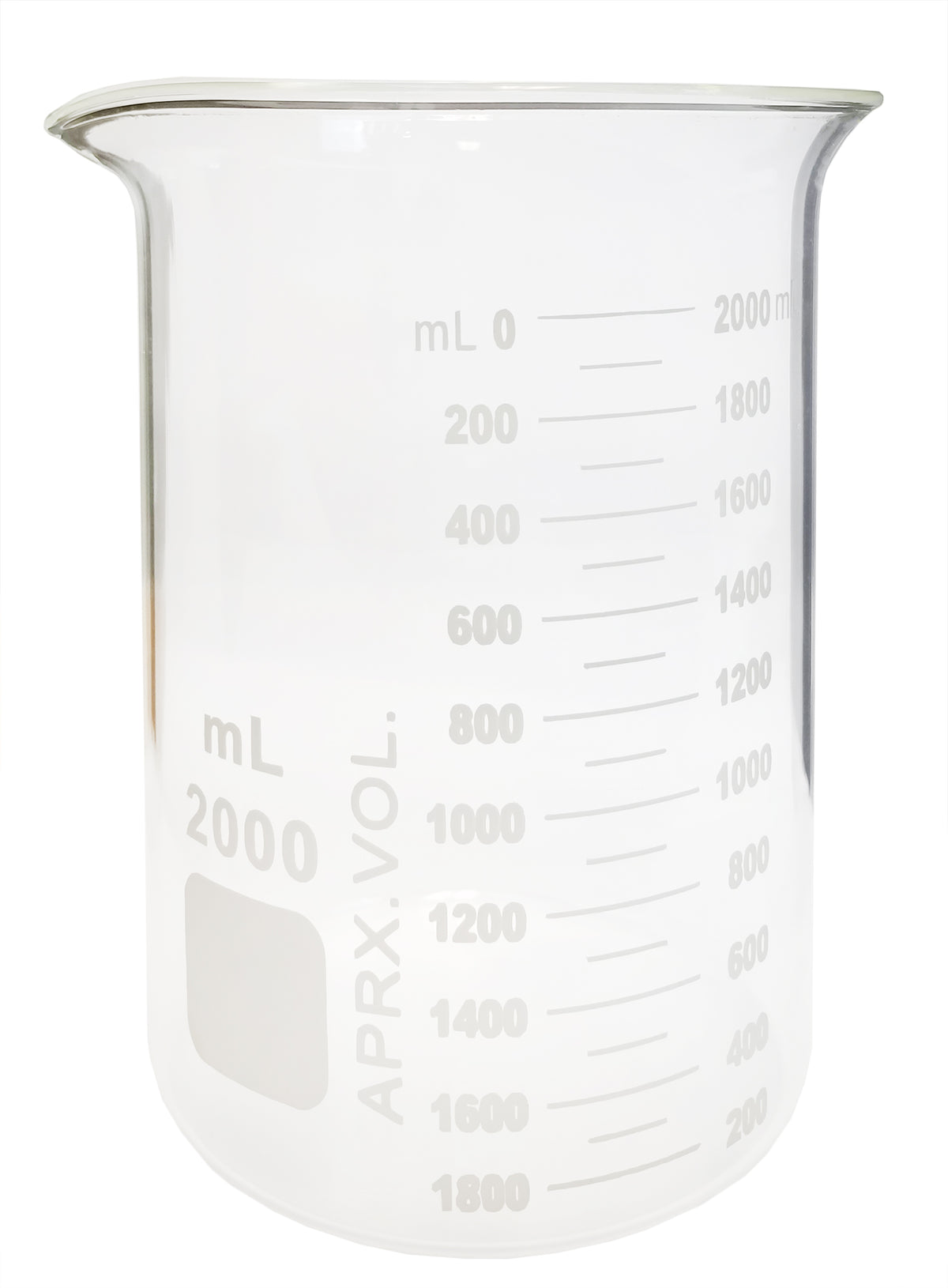 Beaker, Griffin, Borosilicate Glass, 2000ml, Dual Graduated, Case of 16