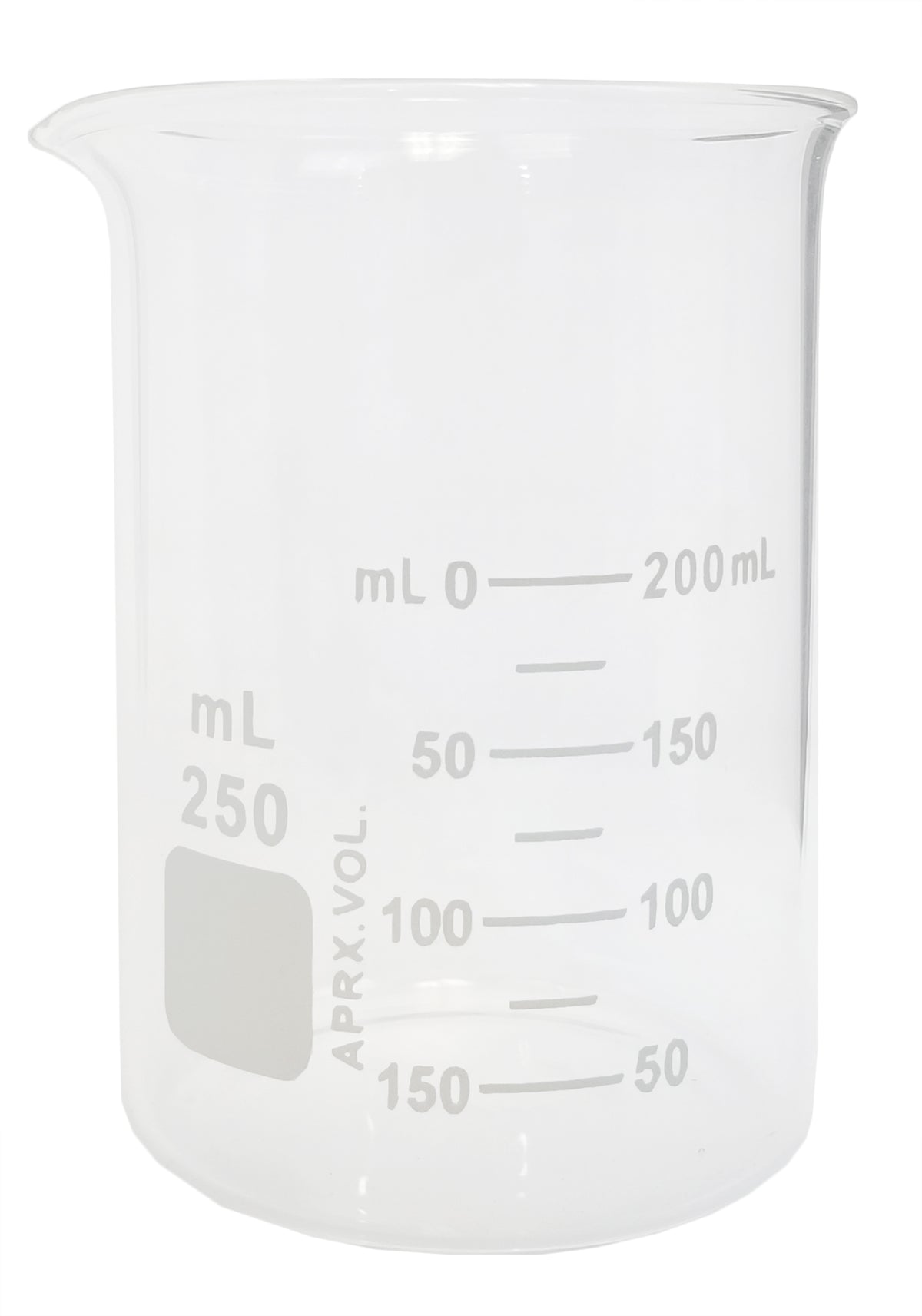 Beaker, Griffin, Borosilicate Glass, 250ml, Dual Graduated, Case of 144