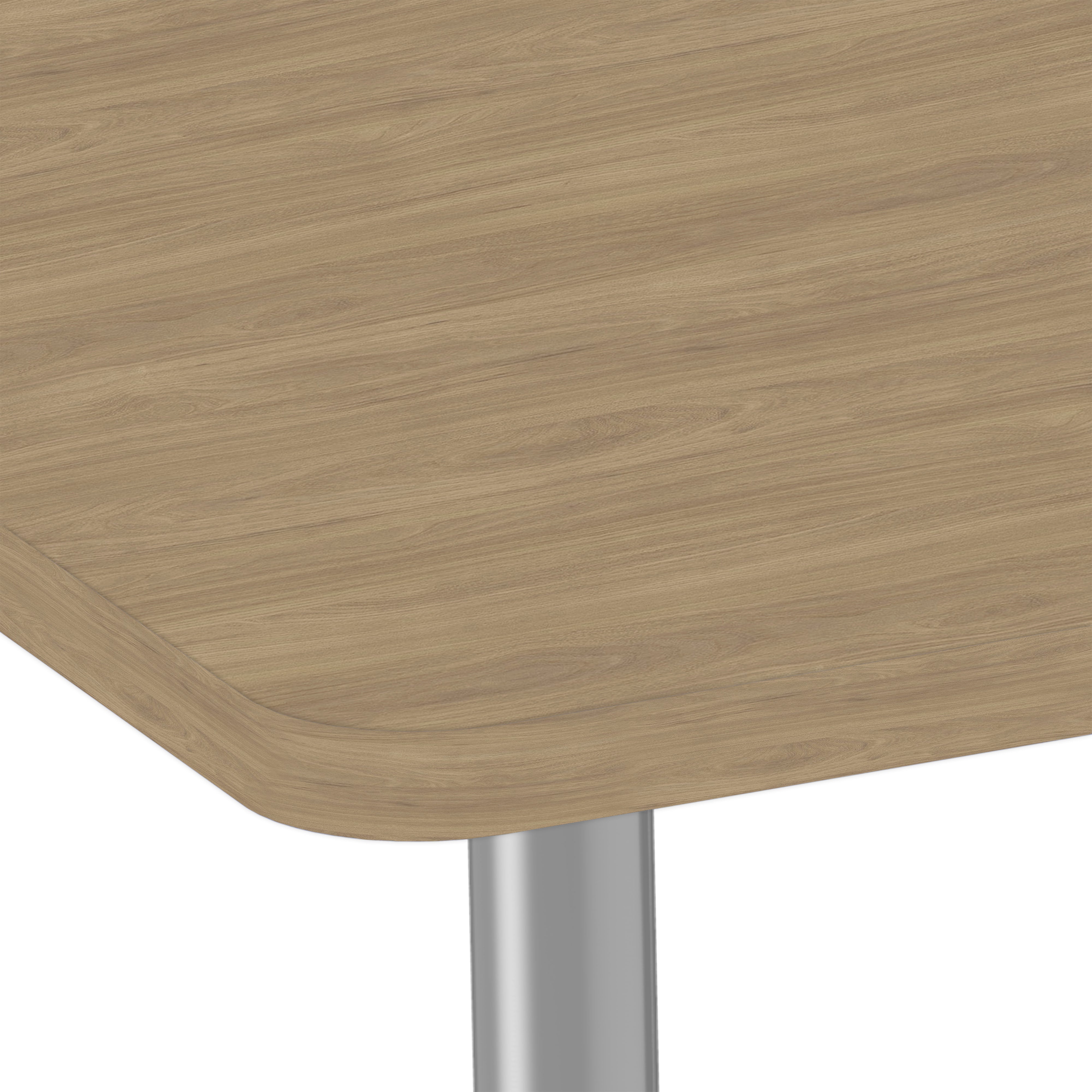 Adapte 34" x 60" Long Hexagon Woodgrain Activity Table with Adjustable Tapered Legs - Pasadena Oak/Silver