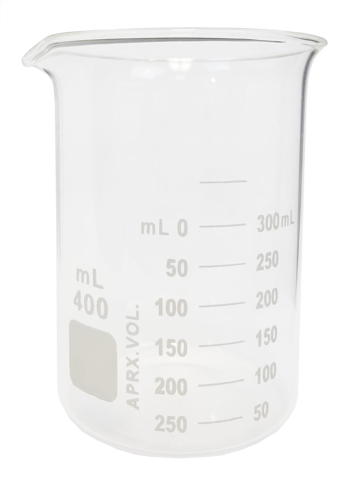 Beaker, Griffin, Borosilicate Glass, 400ml, Dual Graduated, Pack of 12