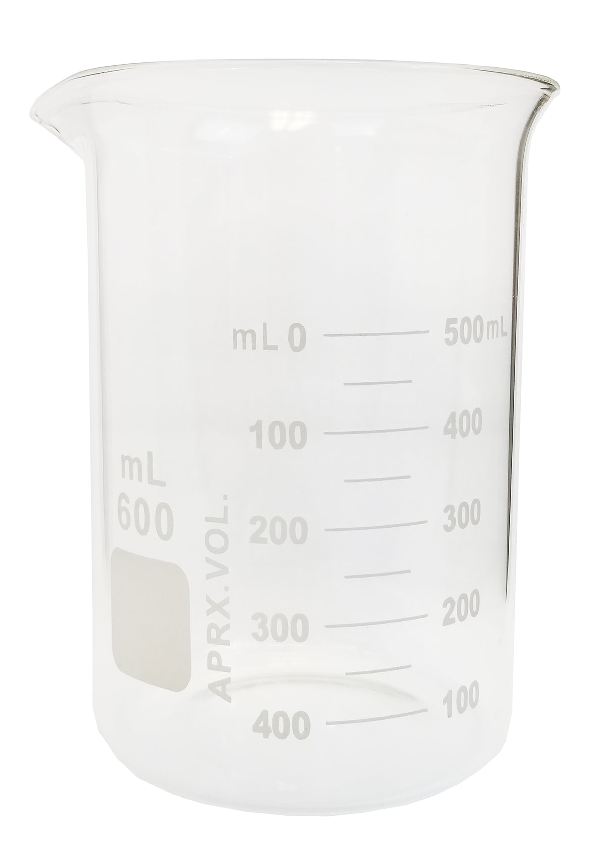 Beaker, Griffin, Borosilicate Glass, 600ml, Dual Graduated, Pack of 6