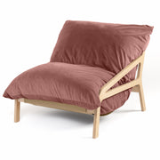 Pillow Saxx Dream Lounger with Wood Frame - 3-in-1 Bean Bag Accent Chair, Recliner & Sleeper, Lush Velvet Mauve