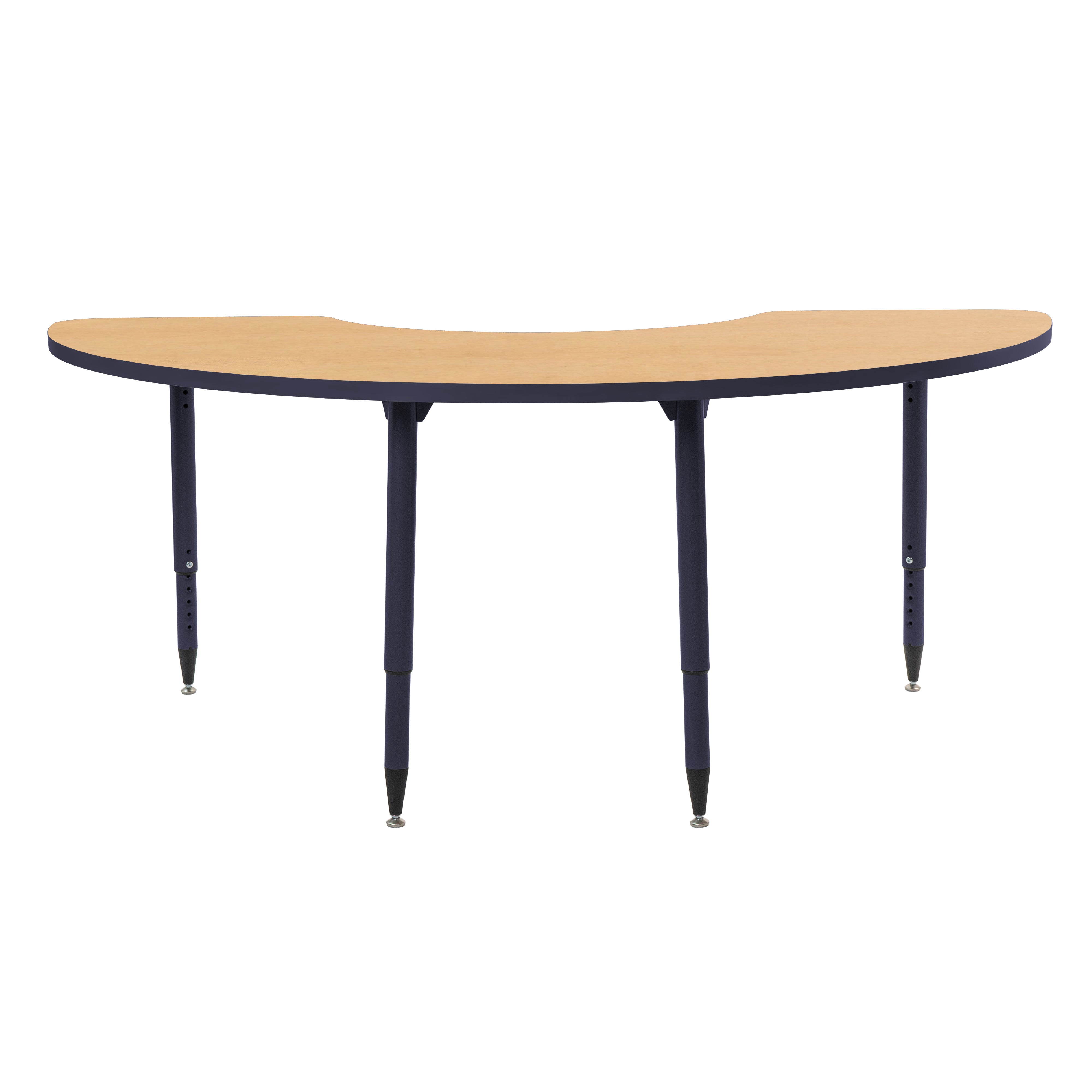 Adapte 36" x 72" Half Moon Thermofused Activity Table with Adjustable Tapered Legs - Maple/Navy
