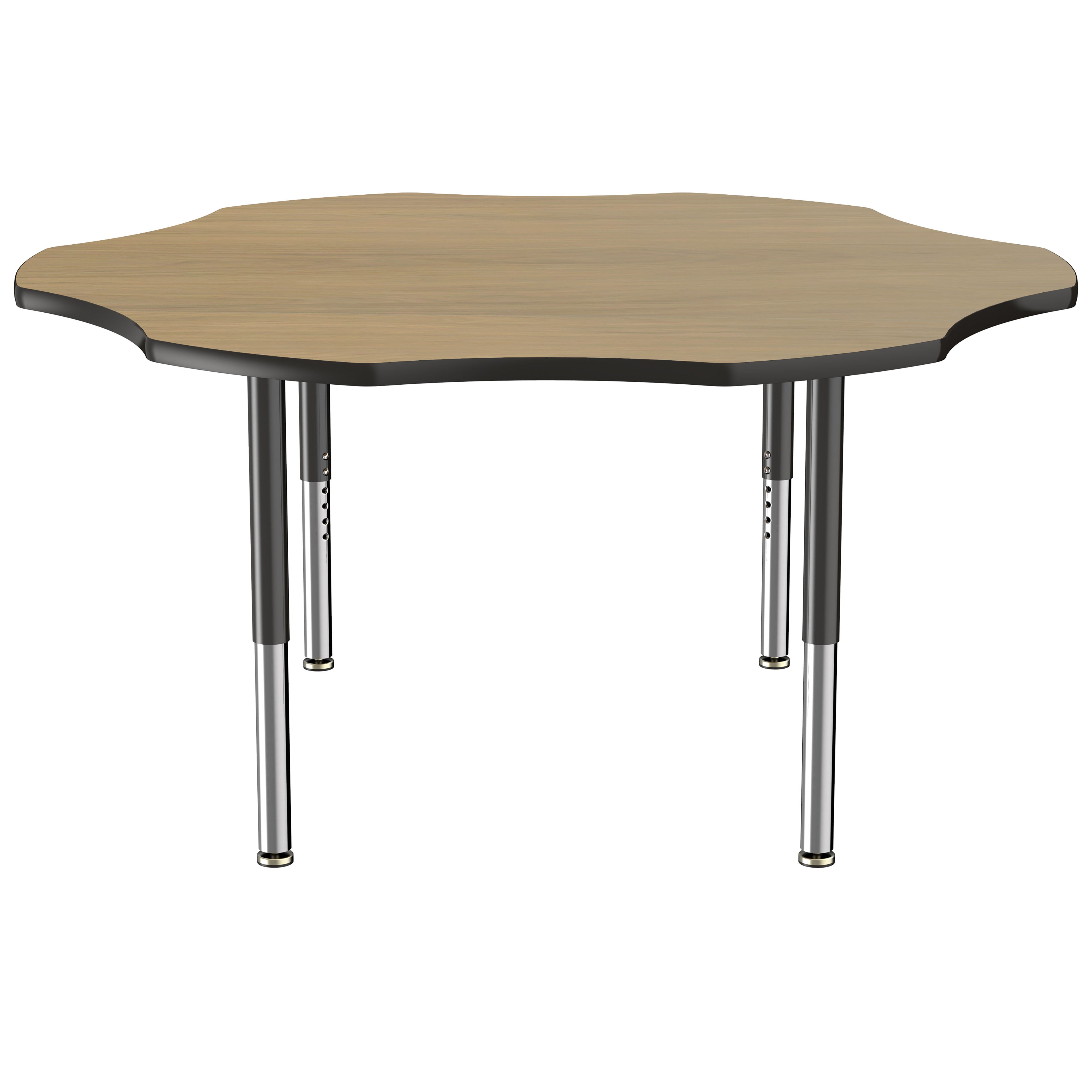60" x 60" Flower T-Molding Activity Table with Adjustable Super Legs - Pasadena Oak/Black