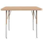 24" x 36" Rectangle T-Molding Activity Table with Adjustable Standard Swivel Glide Legs - Maple/Sand
