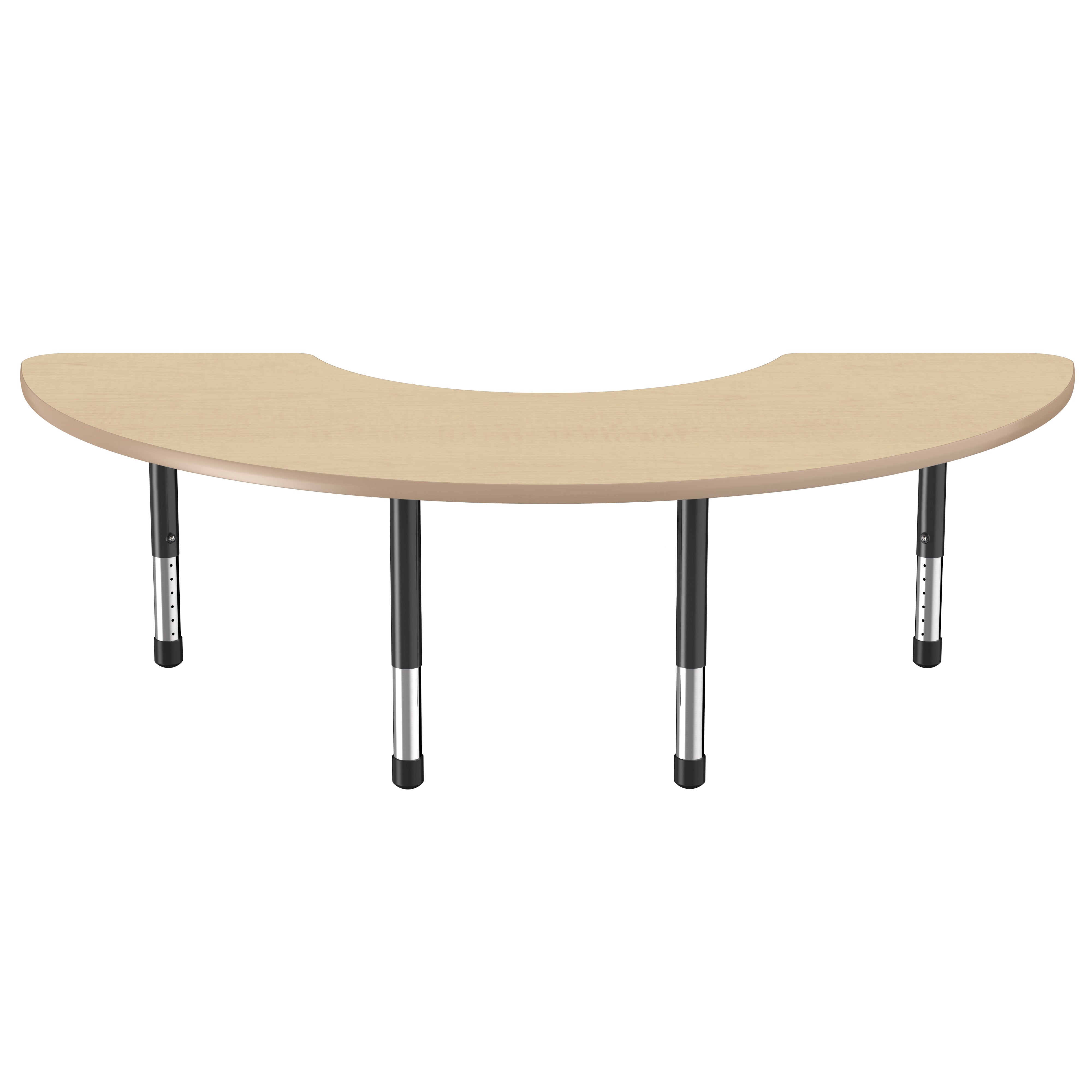 36" x 72" Half Moon Thermofused Activity Table with Adjustable Chunky Legs - Maple/Maple/Black