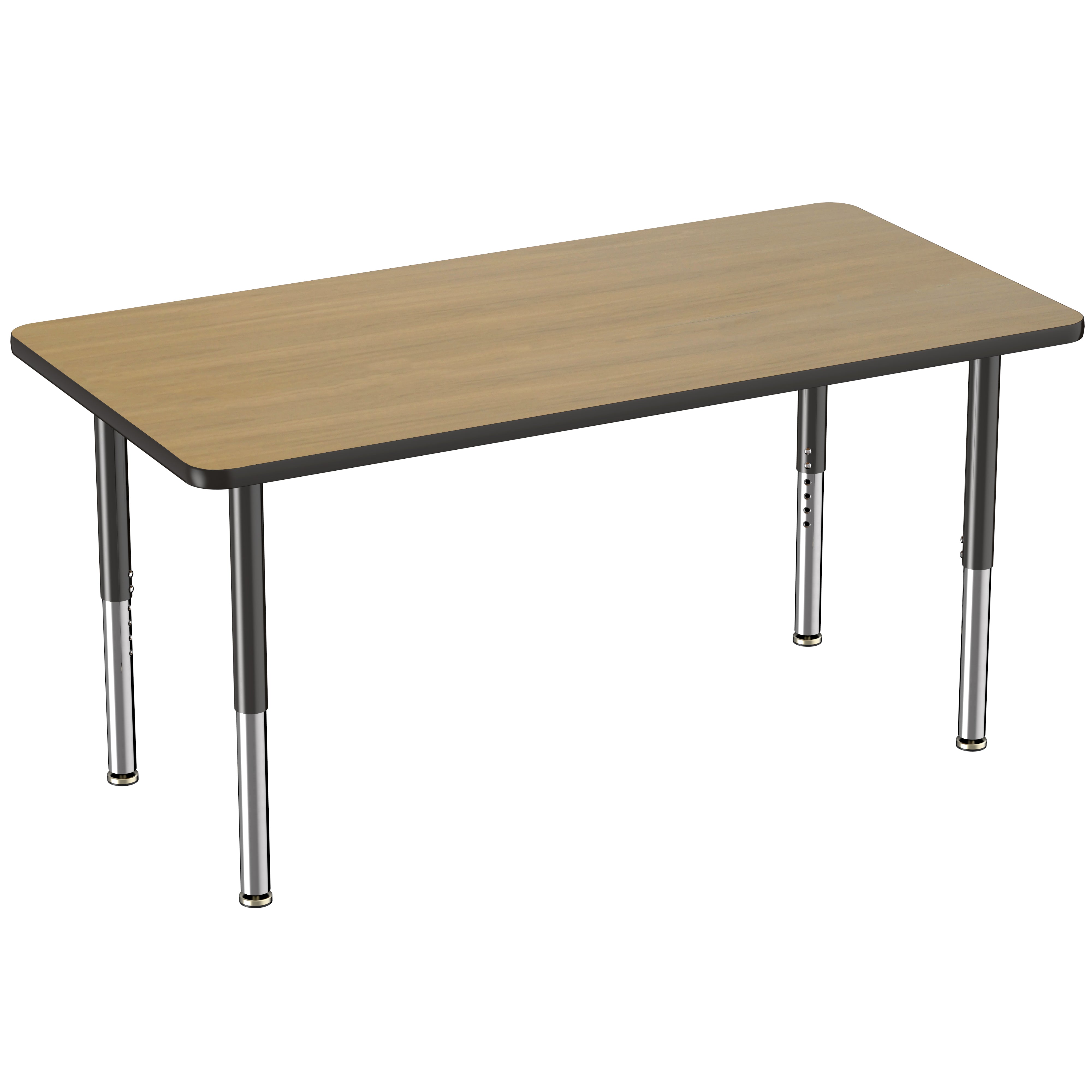 30" x 60" Rectangle Thermofused Activity Table with Adjustable Super Legs - Pasadena Oak/Black