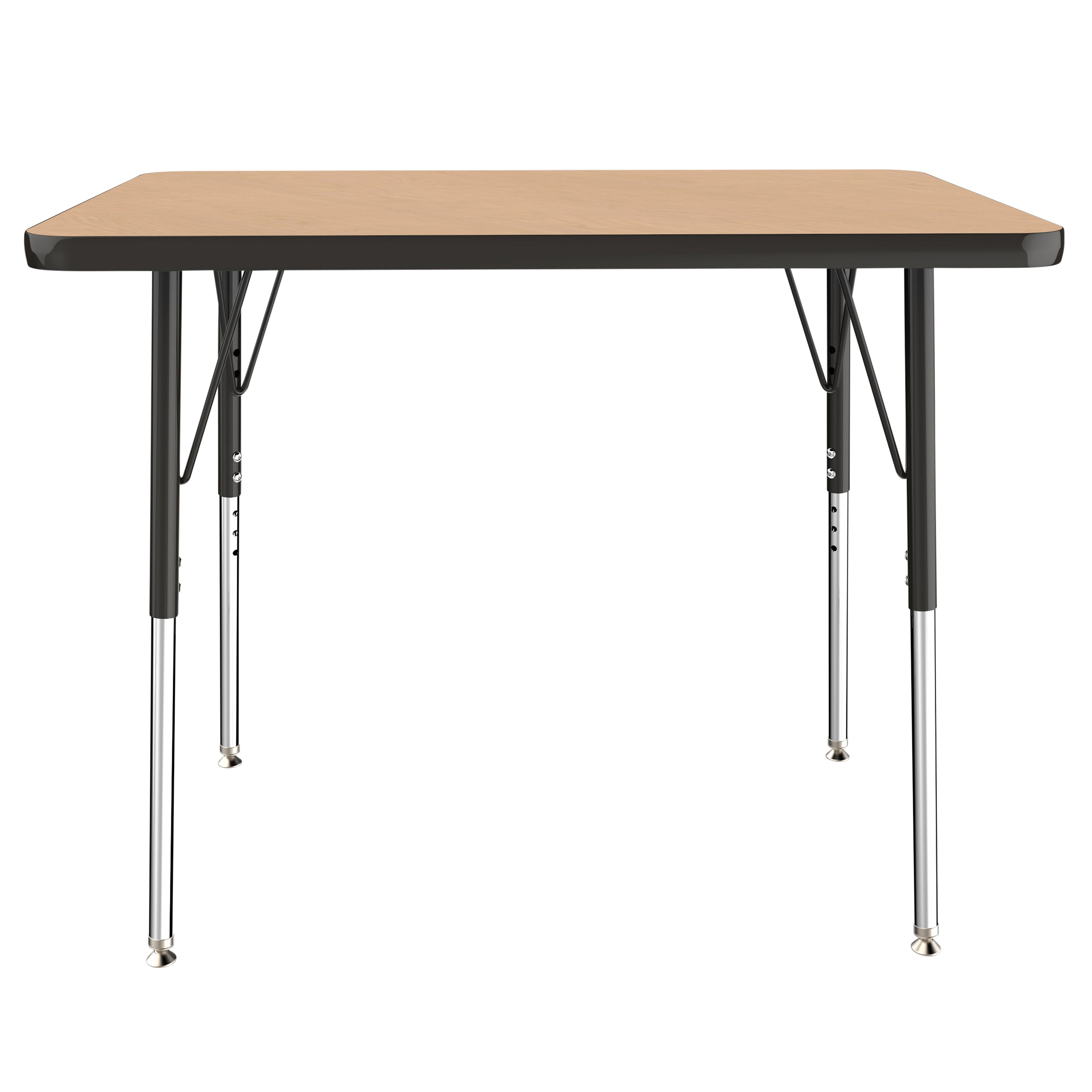 24" x 36" Rectangle T-Molding Activity Table with Adjustable Standard Swivel Glide Legs - Maple/Black