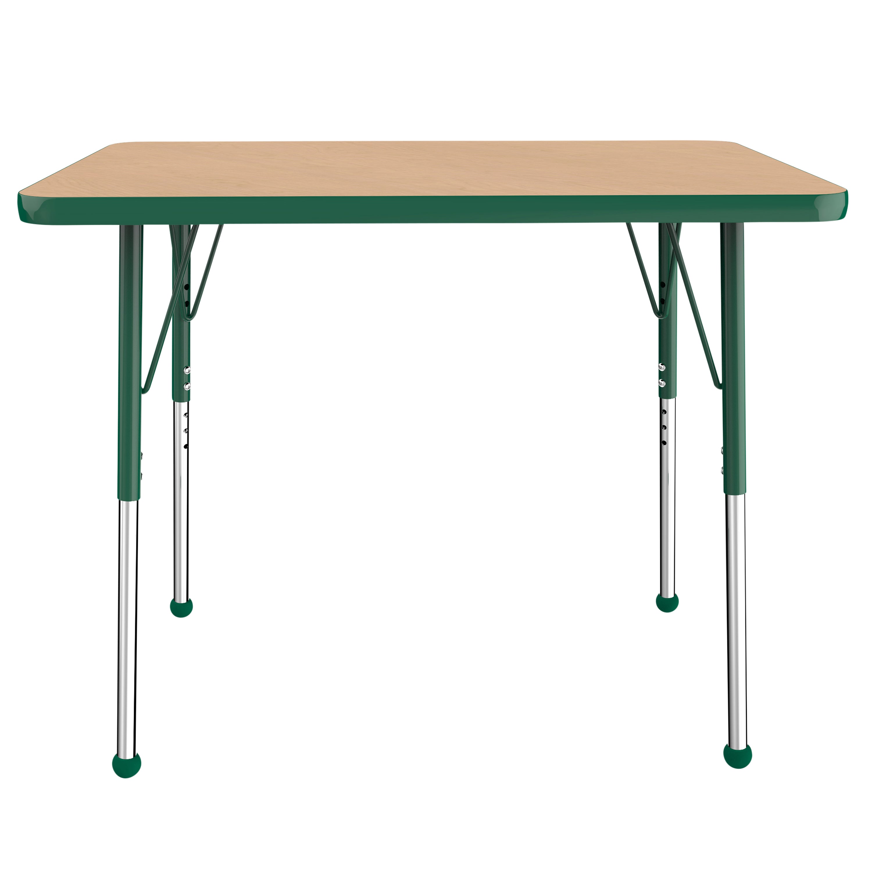 24" x 36" Rectangle T-Molding Activity Table with Adjustable Standard Ball Glide Legs - Maple/Green