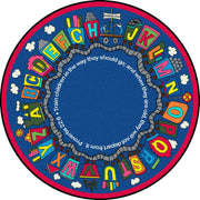 Bible Train 7'7" Round area rug in color Multi