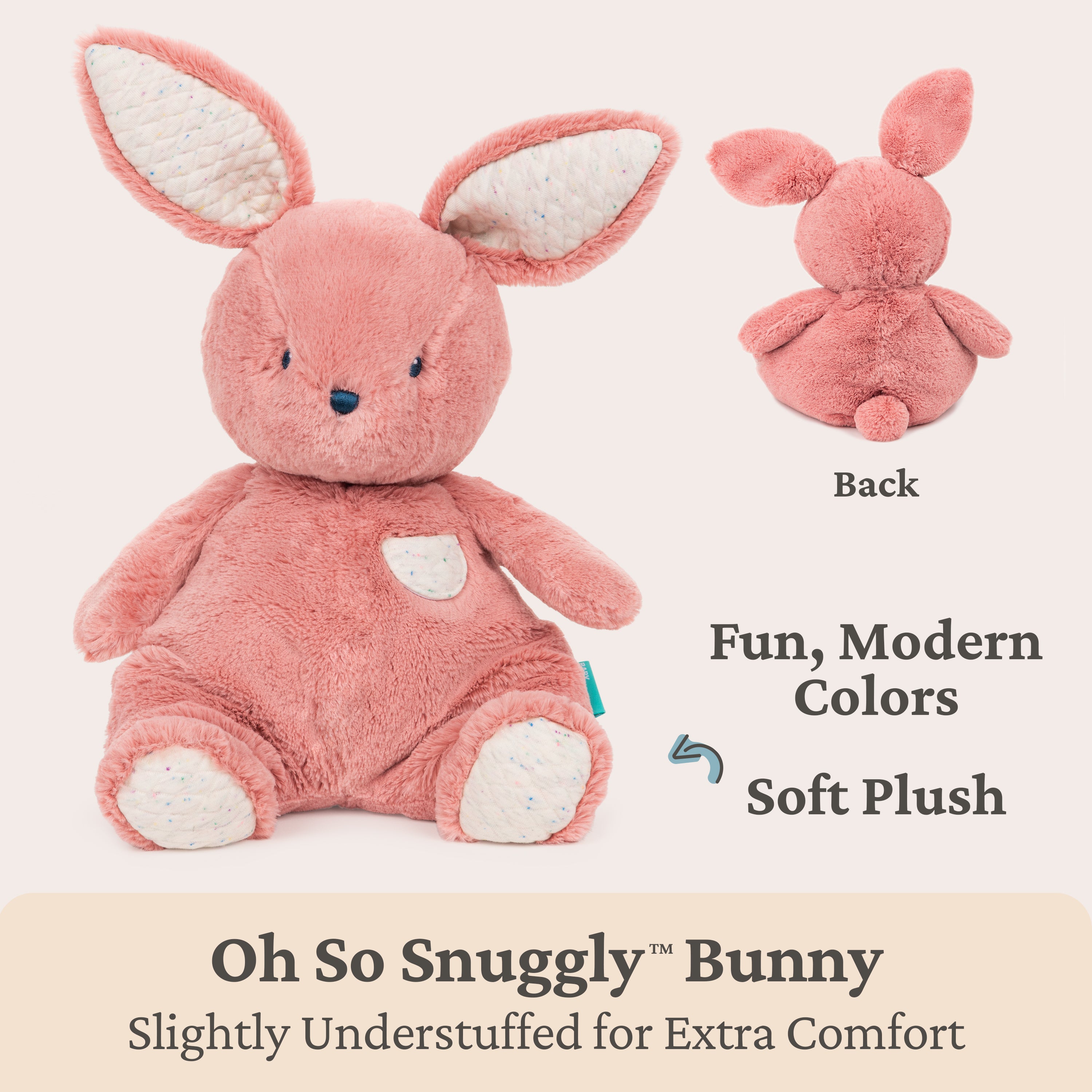 Baby GUND Oh So Snuggly Bunny Stuffed Animal, Bunny Toddler Toy, Dusty Rose Pink, 12.5"