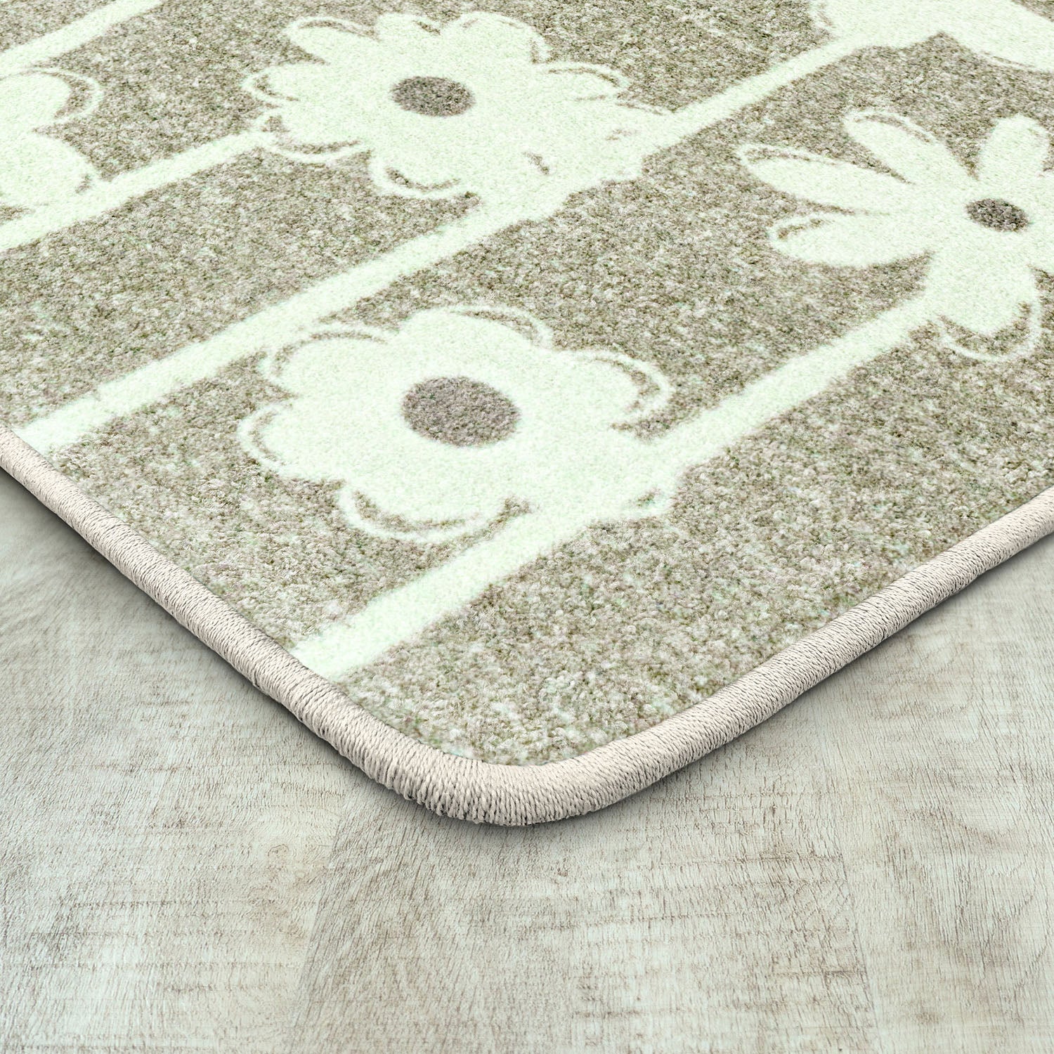 Big Blooms 5'4" x 7'8" area rug in color Linen