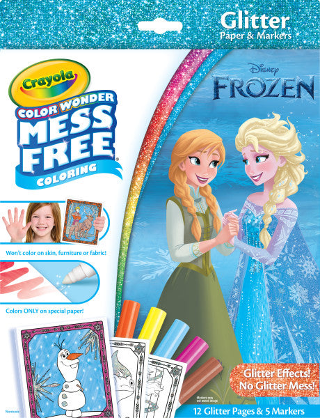 Crayola Frozen 2 Glitter Effects Color Wonder Set, Mess Free Coloring, Gift for Kids, 3, 4, 5, 6
