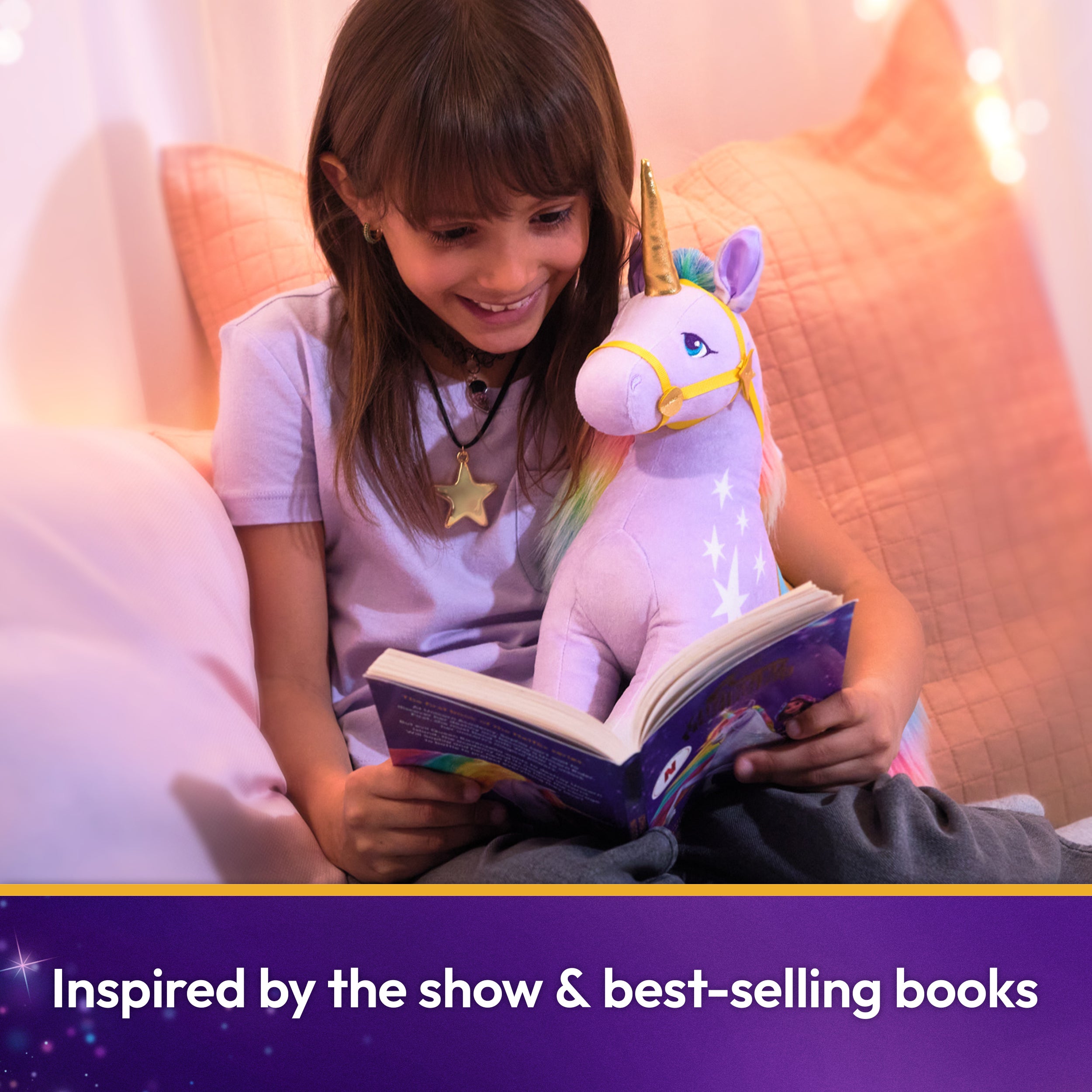Unicorn Academy Official Wildstar Plush Toy, Unicorn Stuffed Animal, Unicorn Toys for Girls Ages 1 & Up, Purple, 15”
