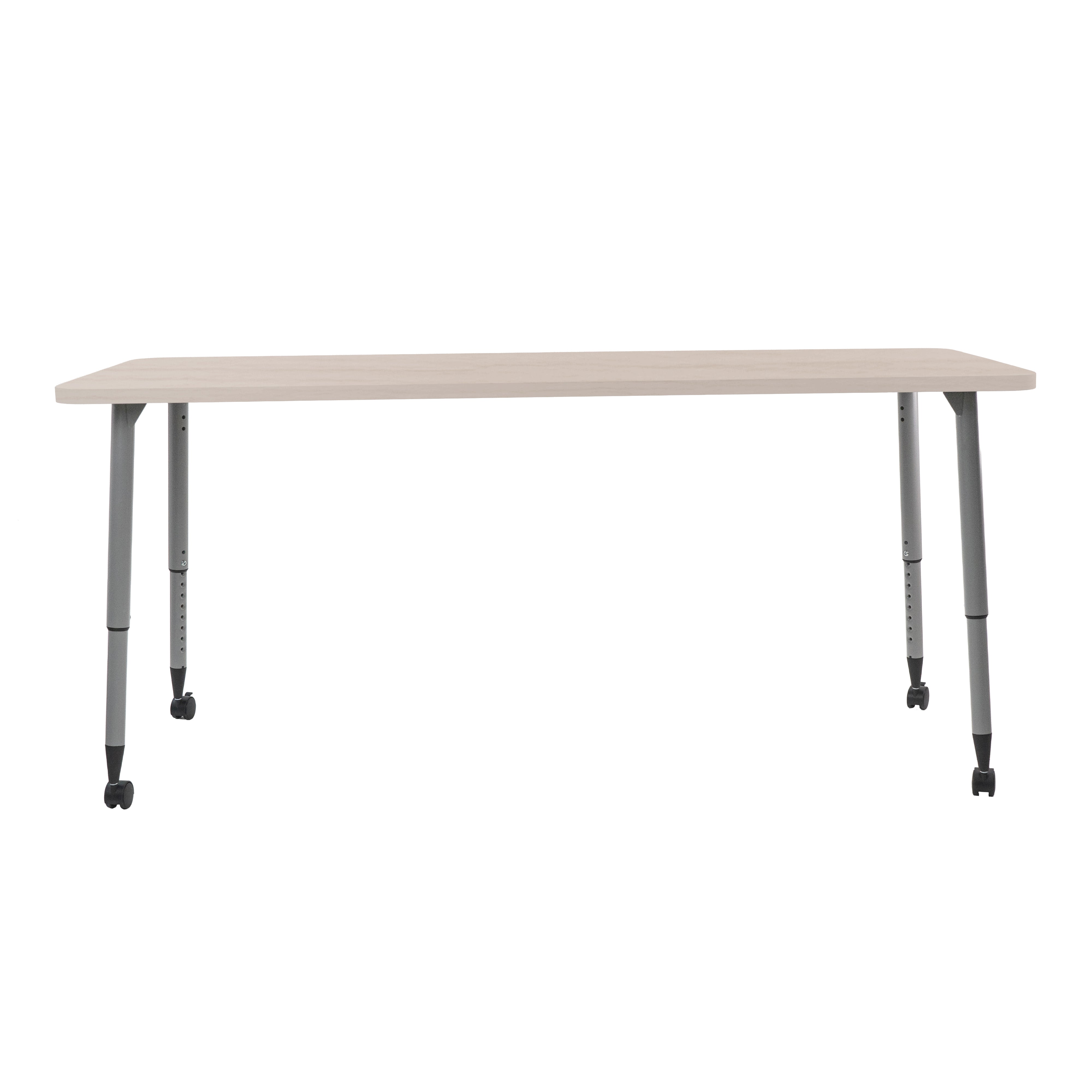 Adapte 30" x 72" Rectangle Woodgrain Activity Table with Adjustable Tapered Legs - Asian Sand/Silver