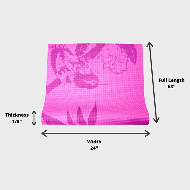 YOGI MAT™ Birds of Paradise - Pink -  1/8"H x 24"W x 68"L