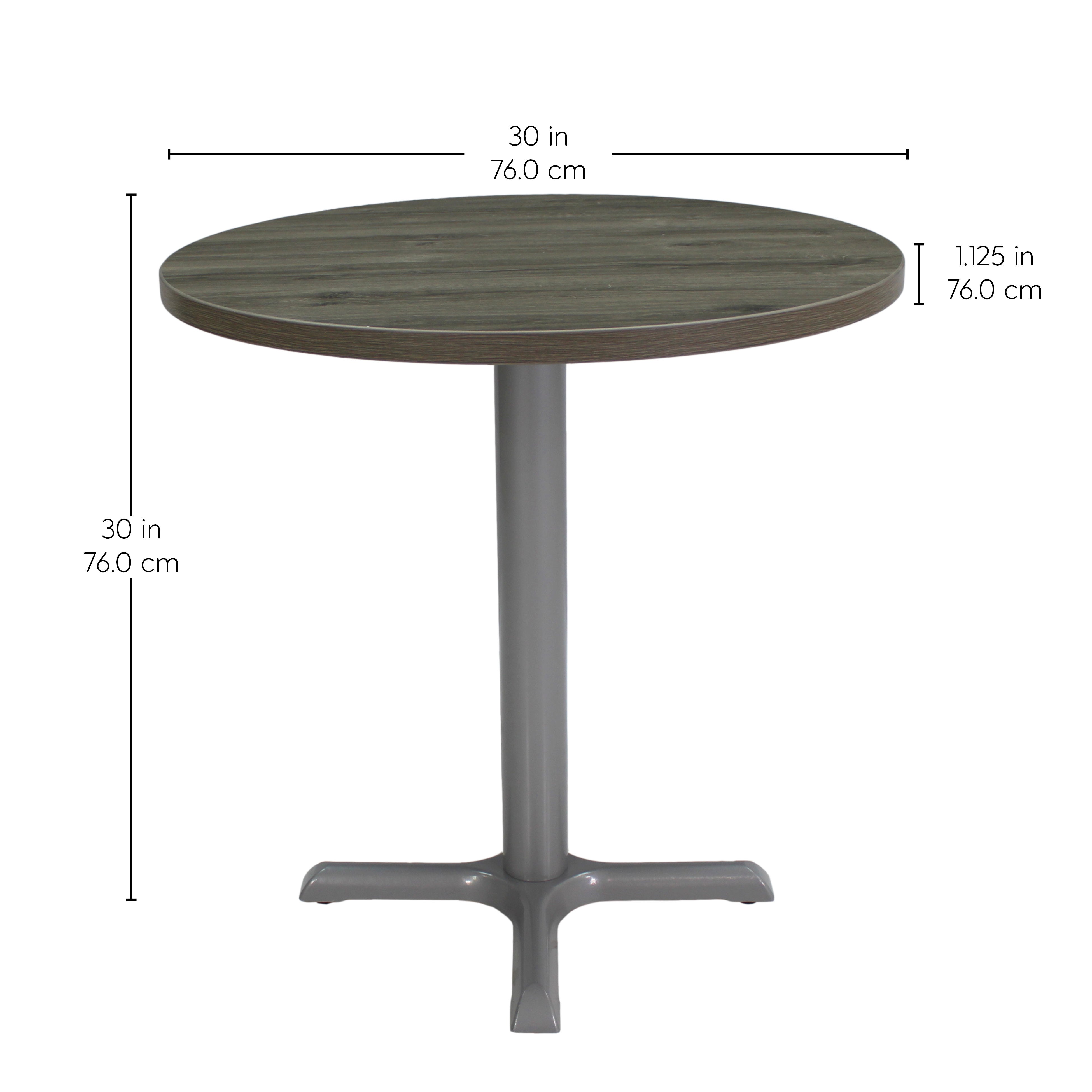 30" Round Cafe Bistro Table - Gray Wood/Silver