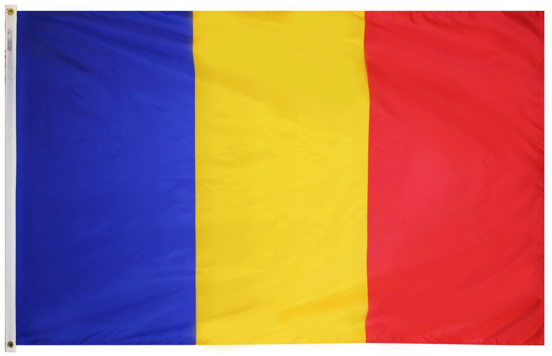 Romania Flag 2x3 ft. Nylon SolarGuard Nyl-Glo 100% Made in USA to Official United Nations Design Specifications.