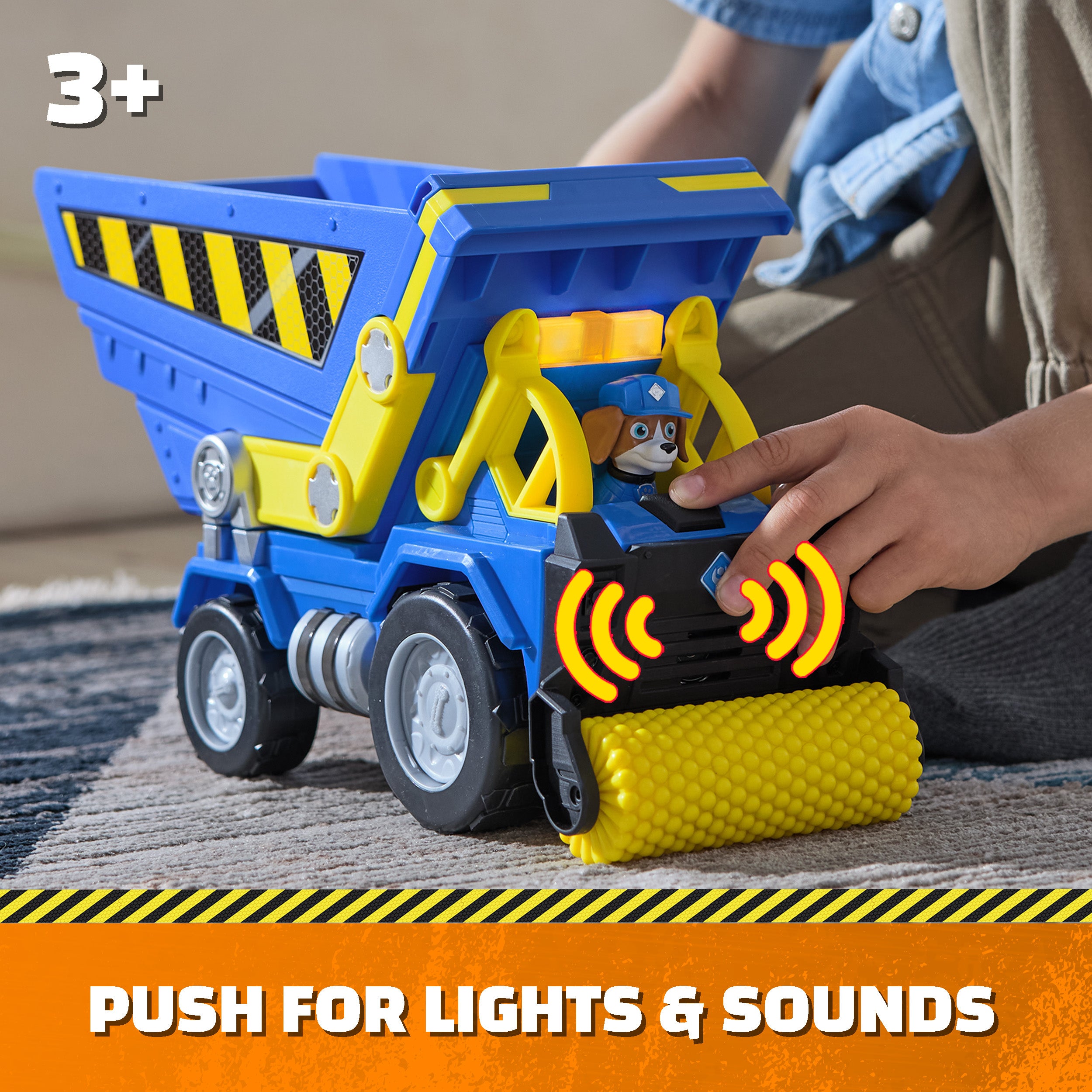 Rubble & Crew, Bark Yard Deluxe Dump Truck Construction Vehicle with Lights, Sounds & Wheeler Action Figure, Kids Toys for Boys & Girls Ages 3 and up