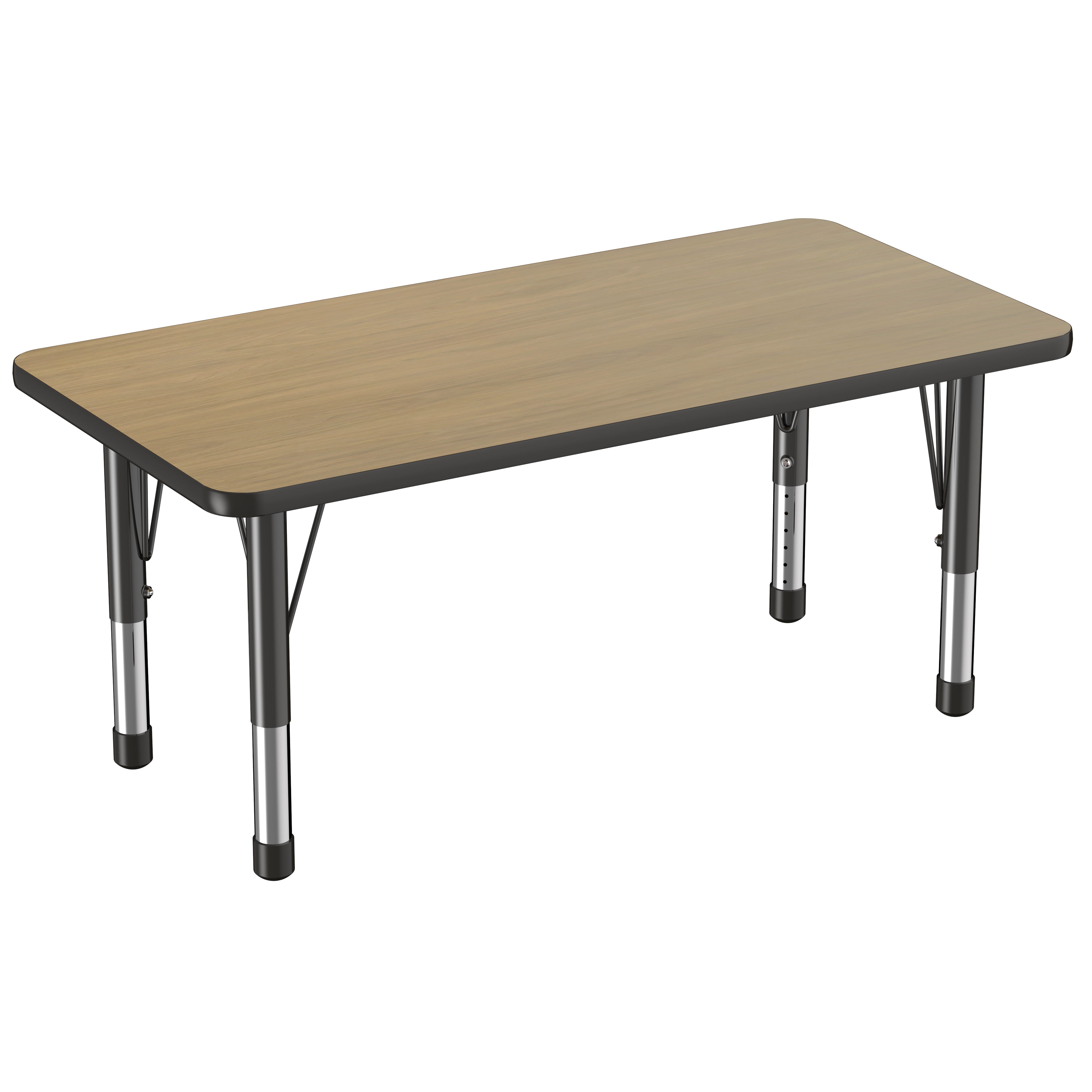 24" x 48" Rectangle T-Molding Activity Table with Adjustable Chunky Legs - Pasadena Oak/Black