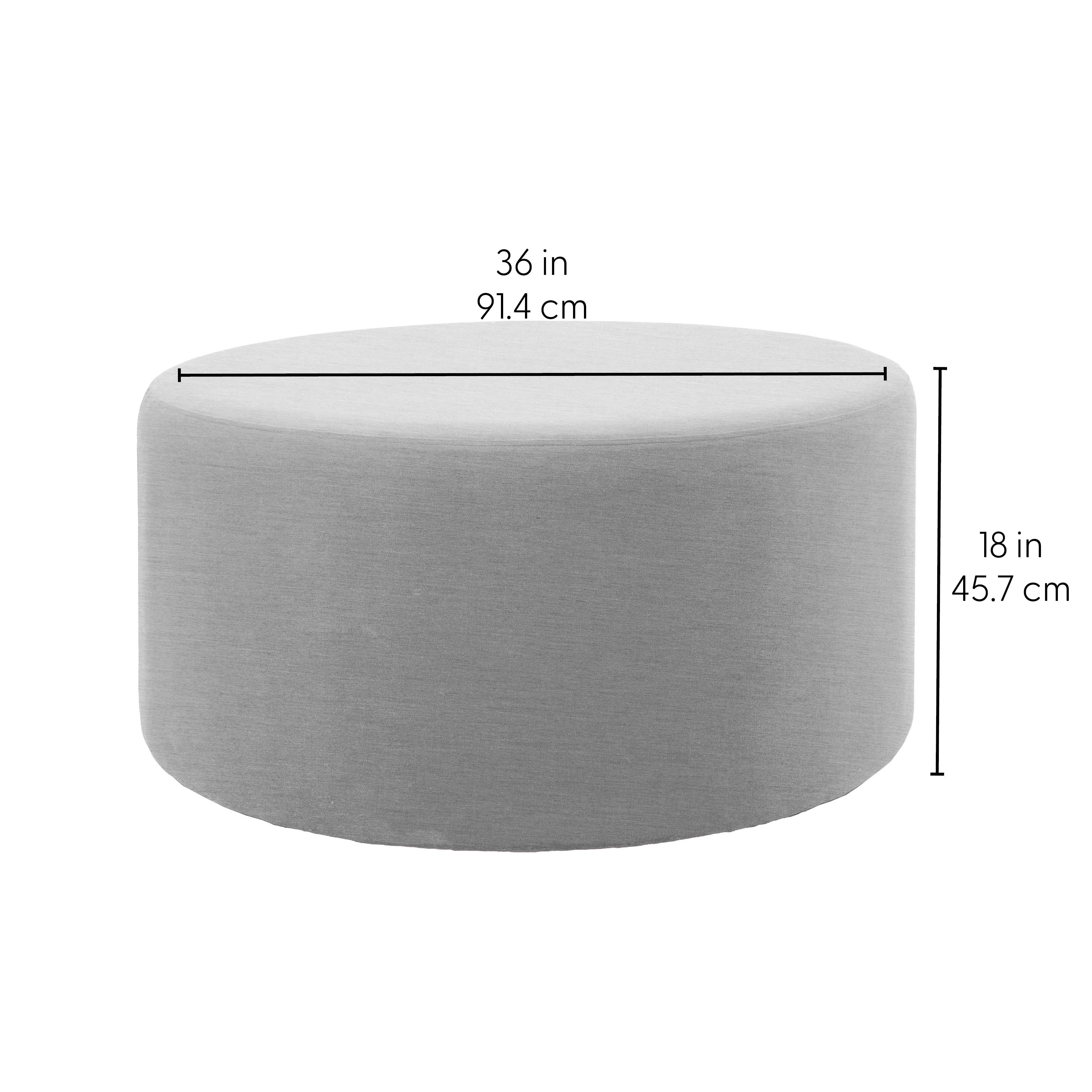 Outdoor 36" Round Ottoman with Sunbrella®, 18" H - Canvas Granite